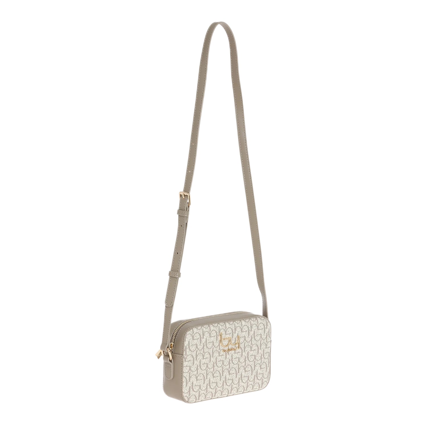 By Byblos Camera Bag Donna in Ecopelle Avorio Grigio con Stampa Logata