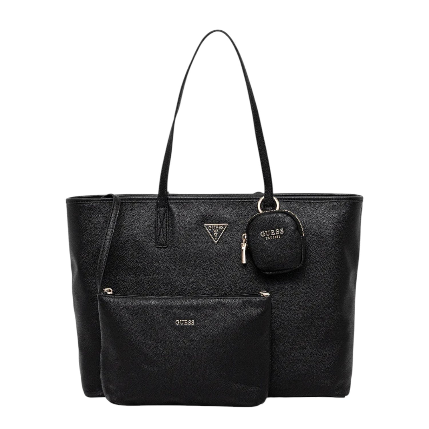 Guess Borsa a Spalla Donna in Ecopelle Nera con Pochette Coordinata