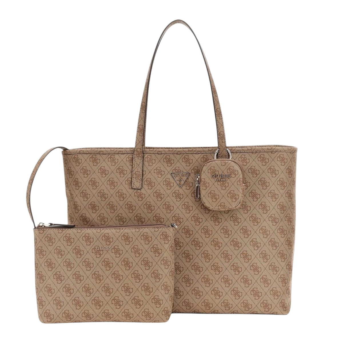Guess Borsa a Spalla Donna in Ecopelle Latte Logo con Pochette Coordinata