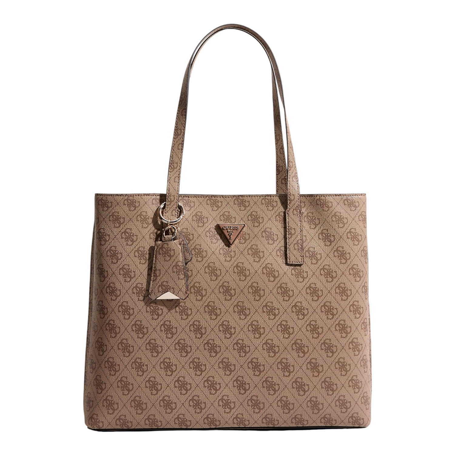 Guess Borsa a Spalla Donna Meridian II Girlfriend Tote Latte con Logo All-Over