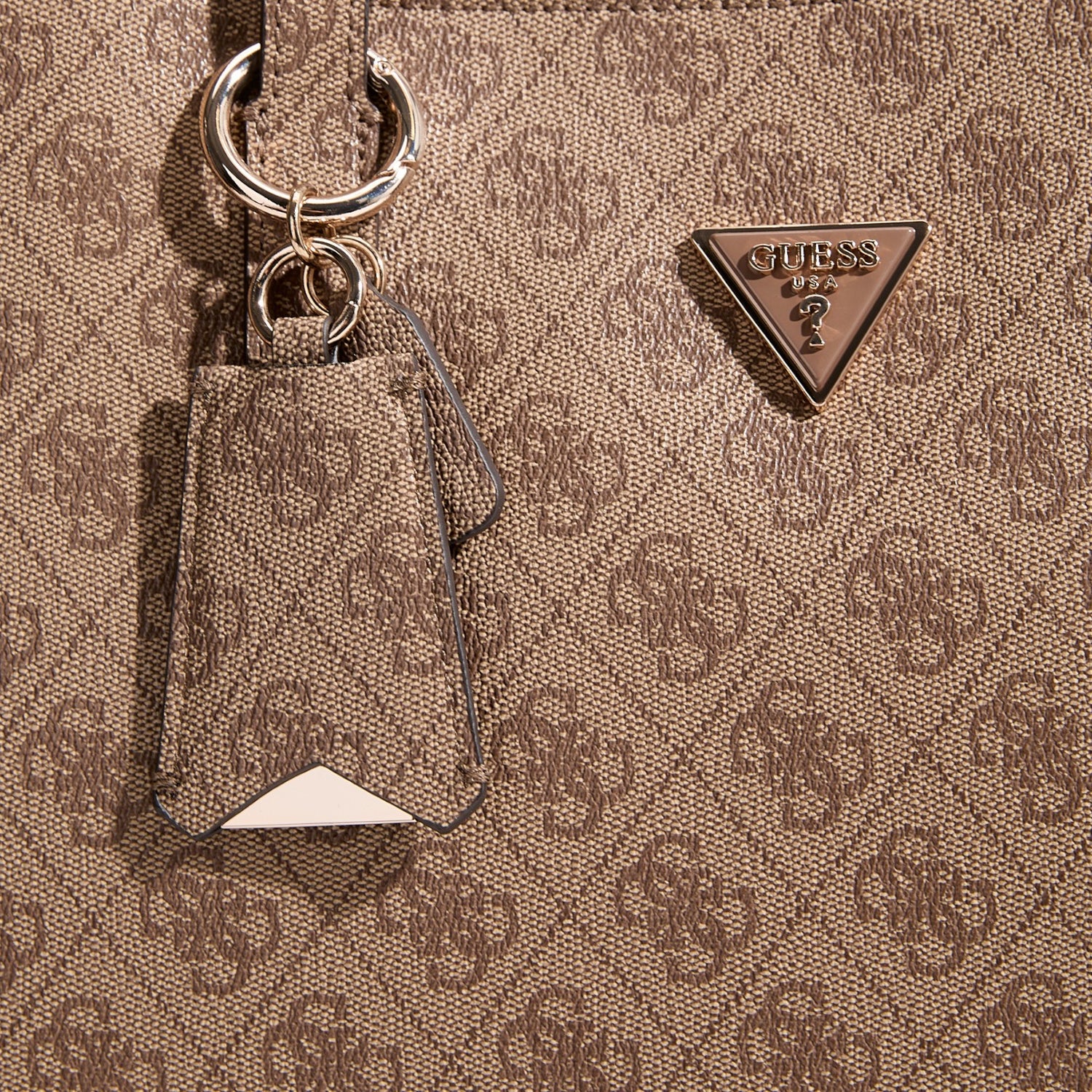 Guess Borsa a Spalla Donna Meridian II Girlfriend Tote Latte con Logo All-Over