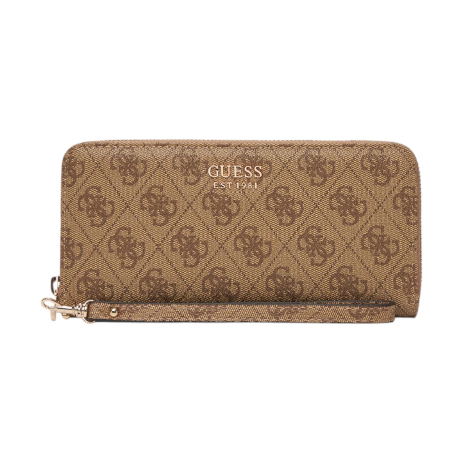 Guess Portafoglio Donna Brenton in Ecopelle Latte Logata con Polsino