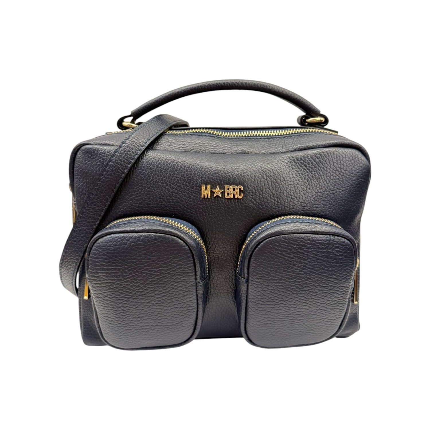 M Brc Borsa a Mano Media Donna Linea Voyager in Pelle Blu con Tasconi e Tracolla Regolabile