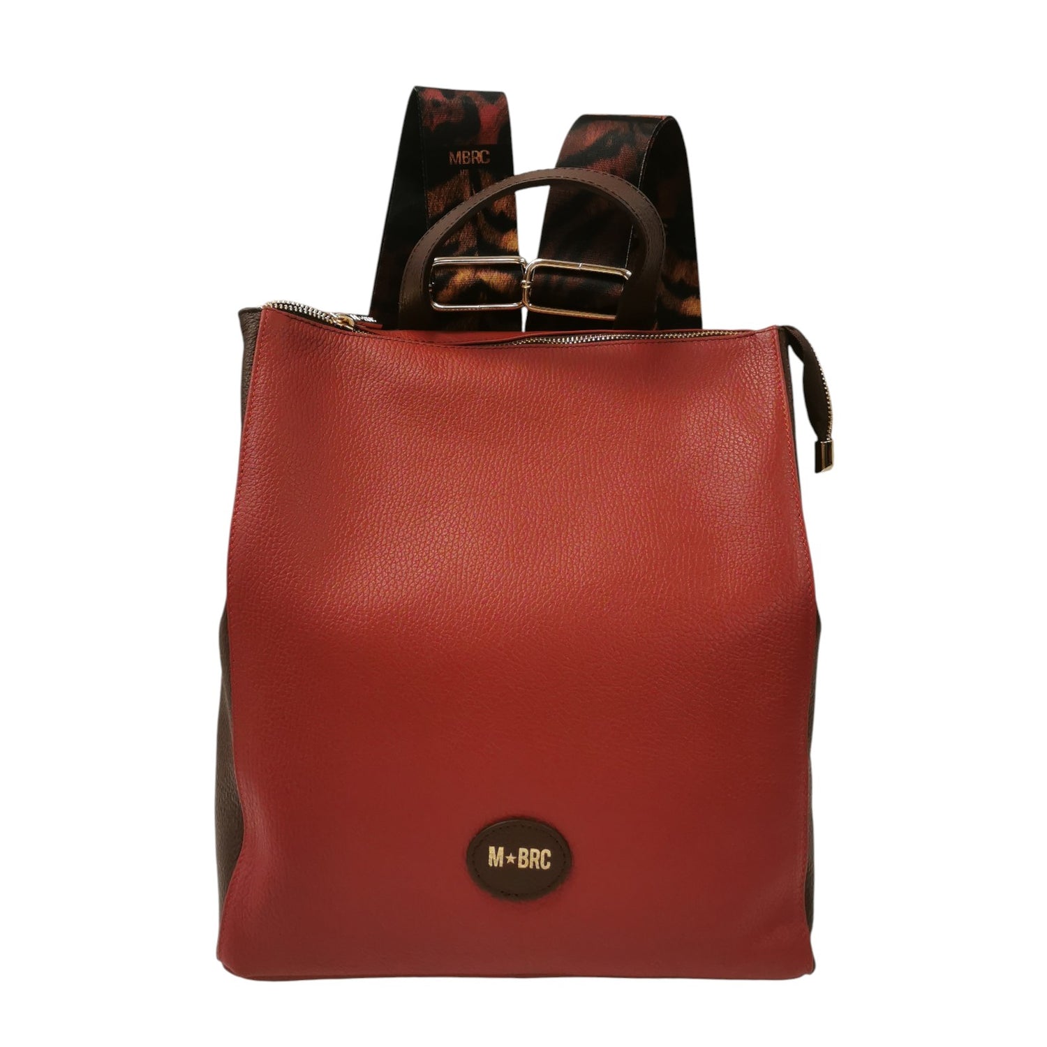 M Brc Zaino Donna in Pelle Marrone Coccio con Spallacci Regolabili