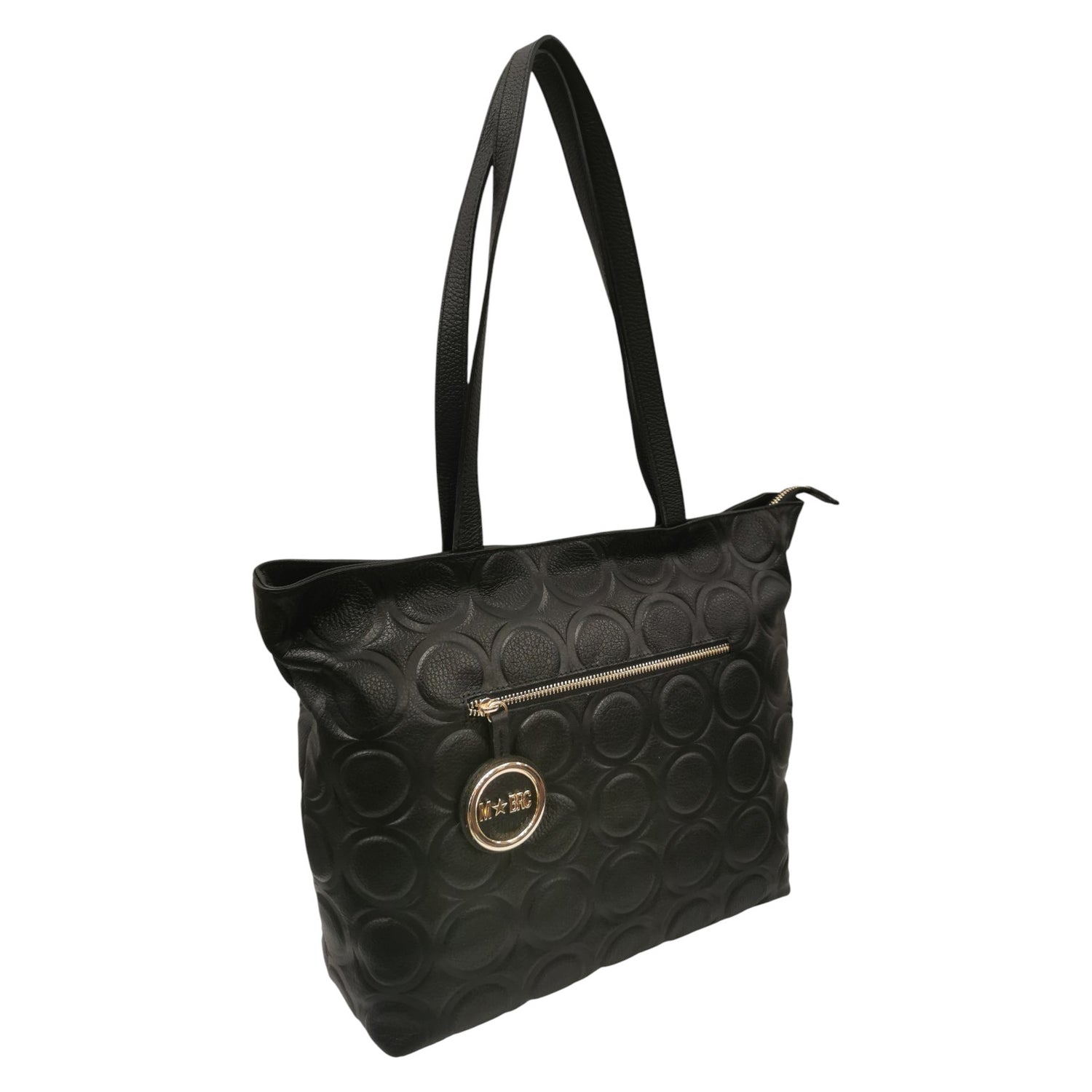 M Brc Shopping Bag Donna Linea Sfera in Pelle Nera