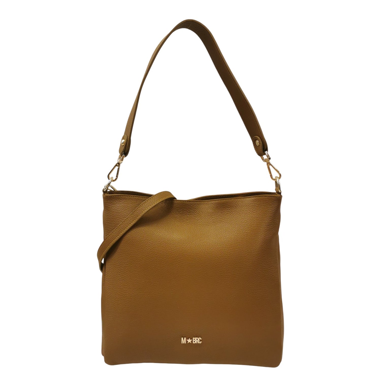 M Brc Borsa a Spalla Donna Linea Piuma in Pelle Senape con Tracolla