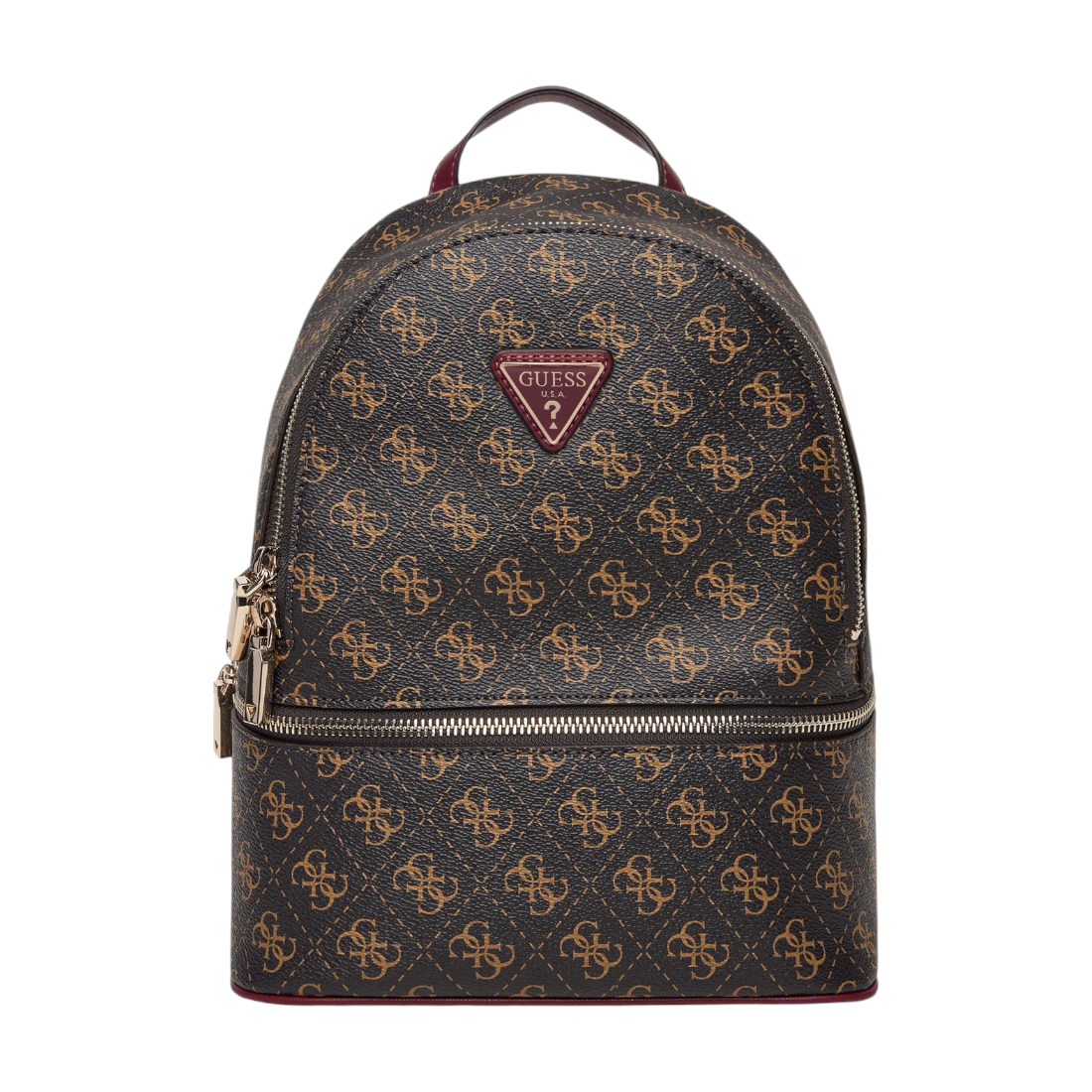 Guess Zaino Donna in Ecopelle Marrone 4G Logo All Over