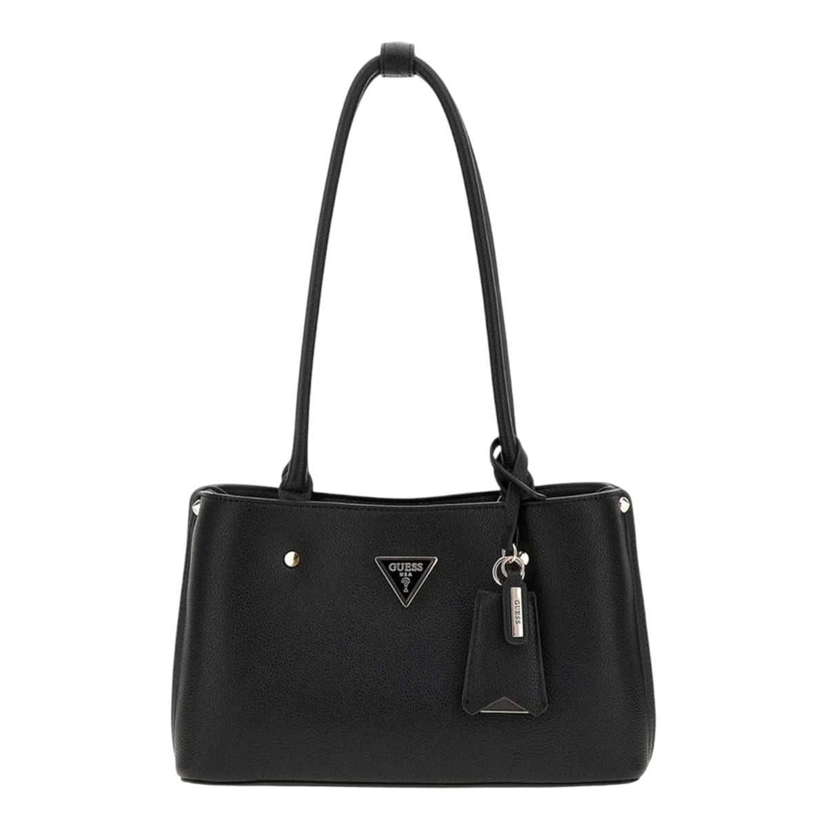 Guess Borsa a Spalla Meridian in Ecopelle Nera con Manici Lunghi
