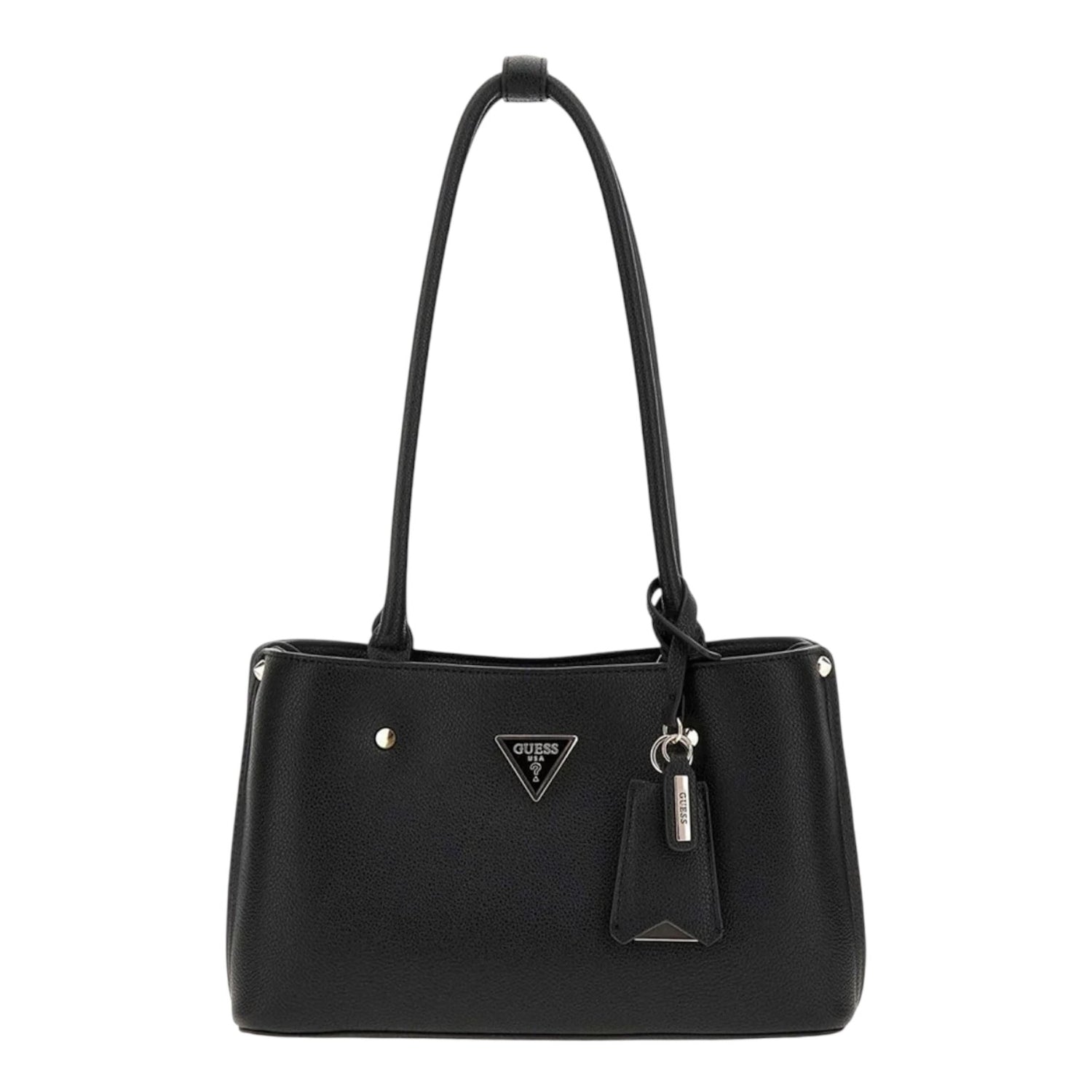 Guess Borsa a Spalla Meridian in Ecopelle Nera con Manici Lunghi