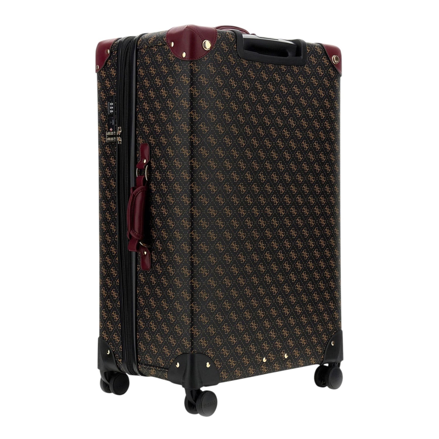 Guess Trolley Grande in Abs Marrone e Bordeaux con Stampa 4G Logo