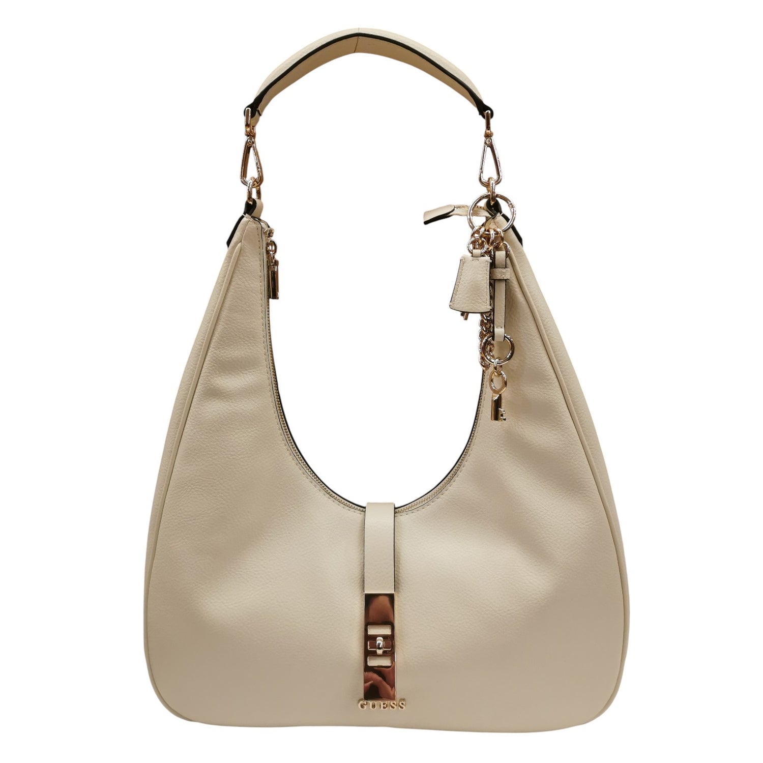 Guess Borsa a Spalla Mezzaluna Donna in Ecopelle Bianca Brooke
