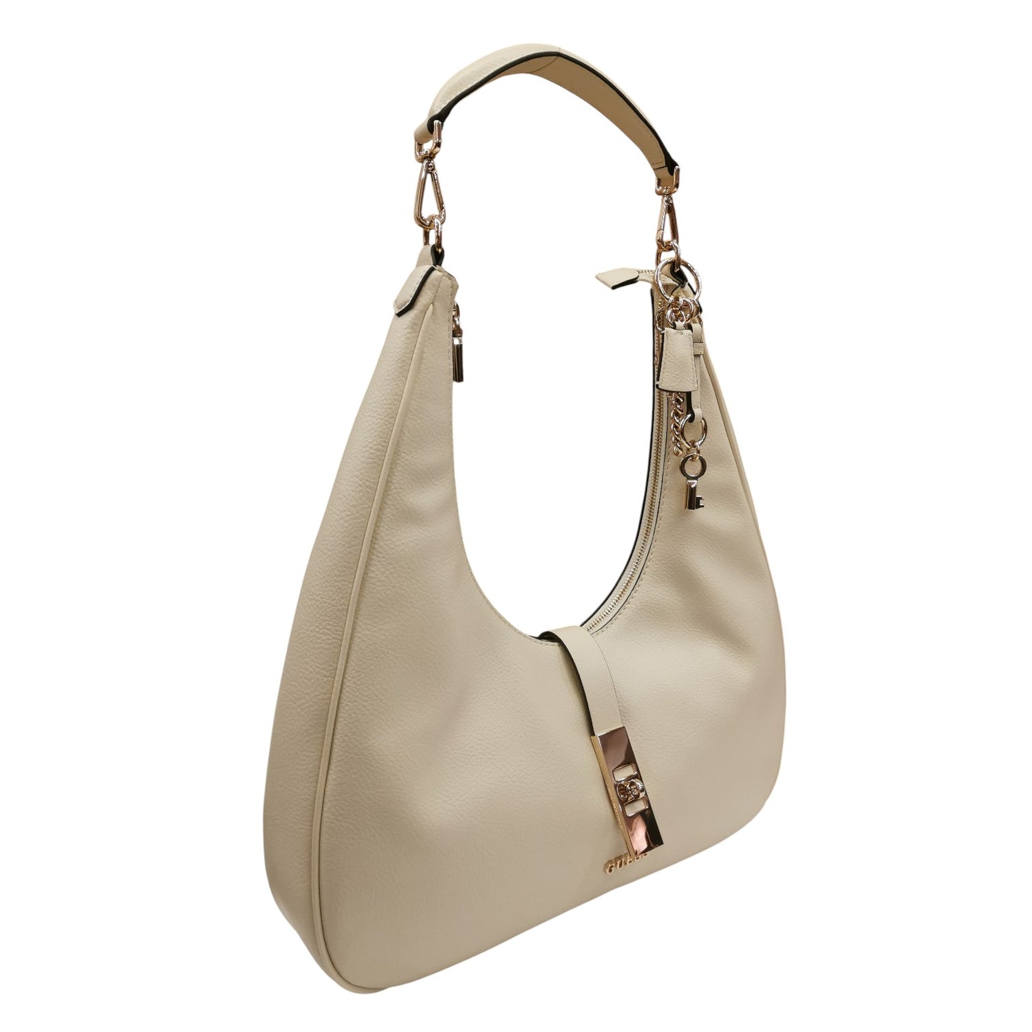 Guess Borsa a Spalla Mezzaluna Donna in Ecopelle Bianca Brooke