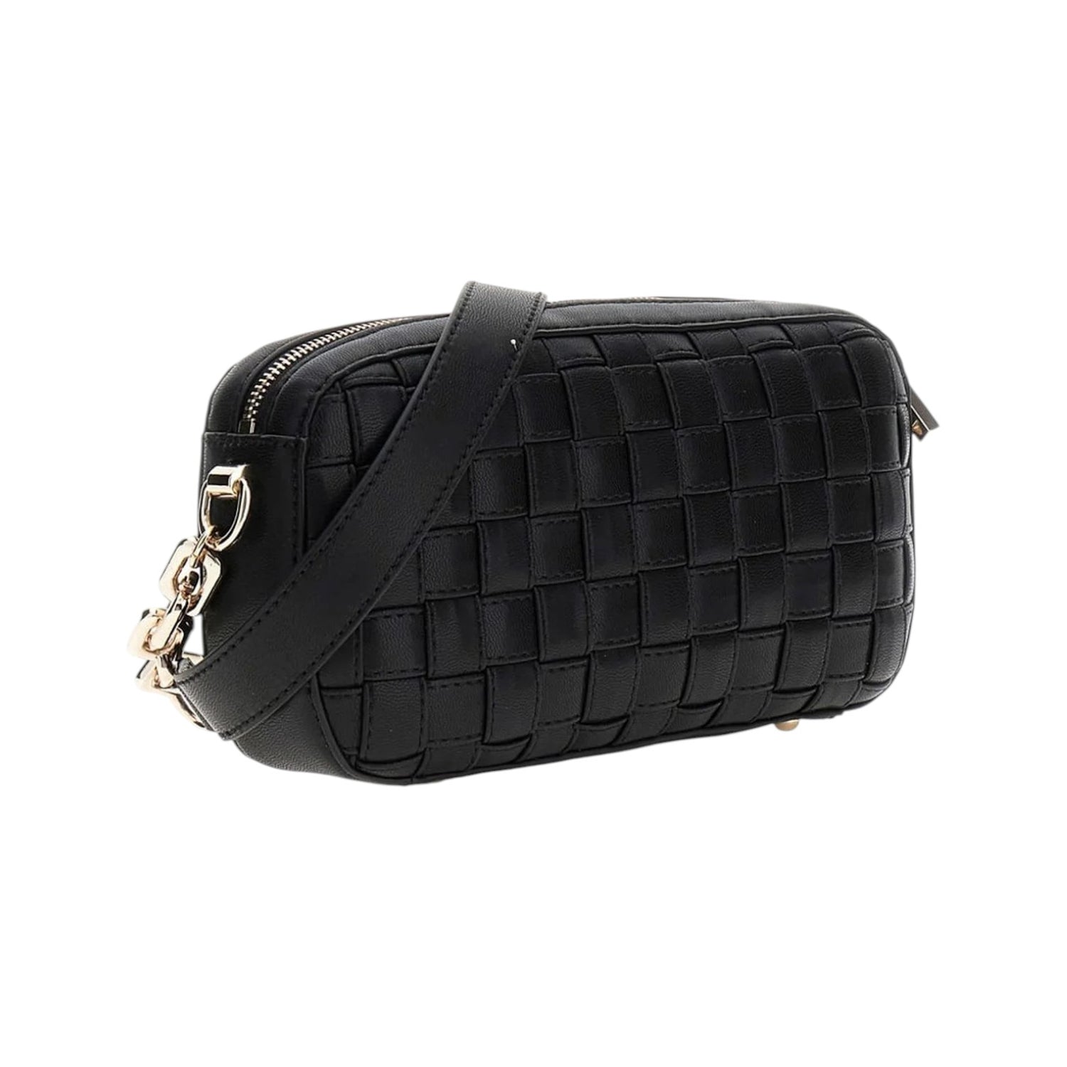 Guess Borsa a Tracolla Donna in Ecopelle Nera Intrecciata