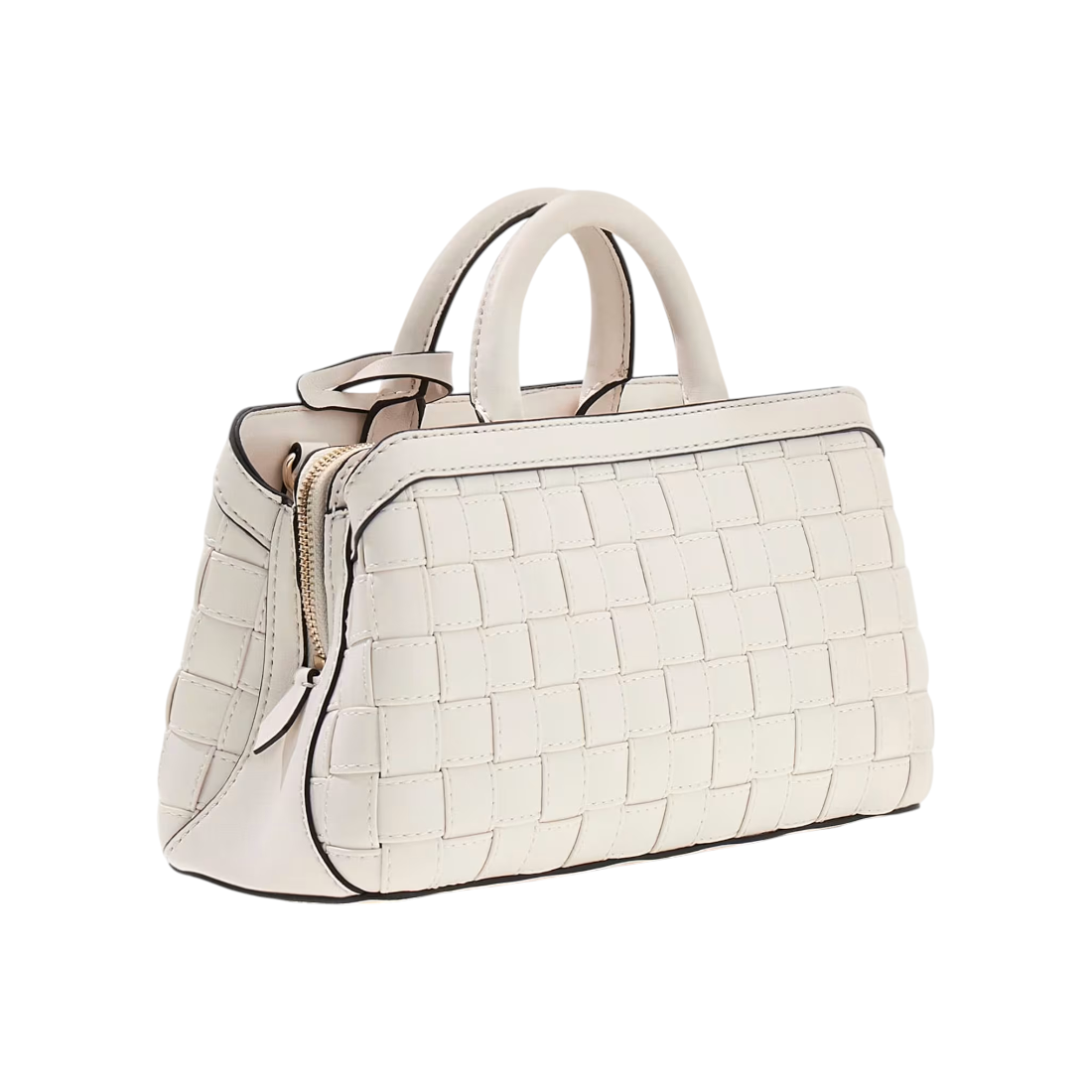 Guess Borsa a Mano Donna in Ecopelle Bianca Intrecciata Sandria con Tracolla