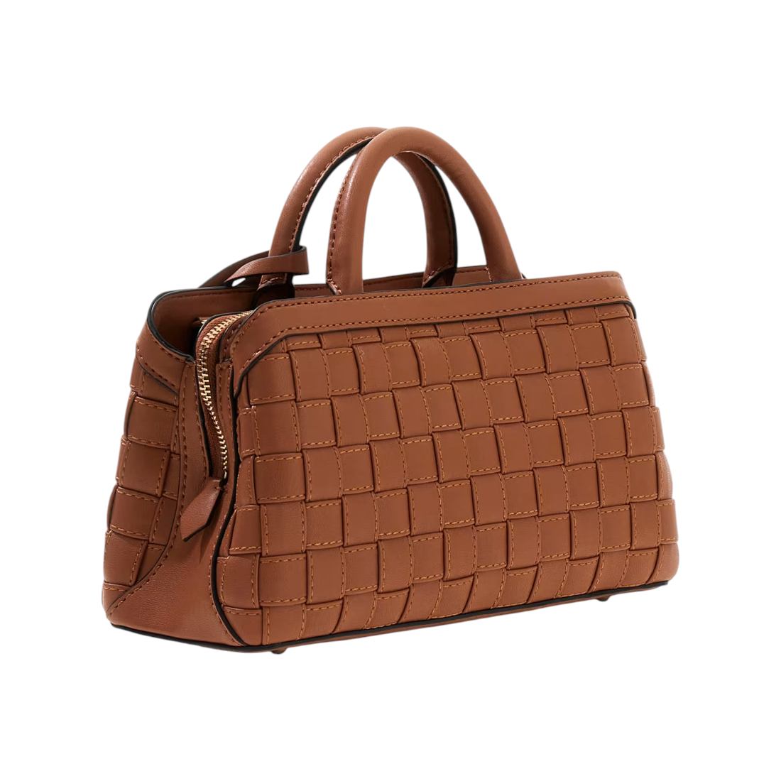 Guess Borsa a Mano Donna in Ecopelle Caramello Intrecciata Sandria con Tracolla