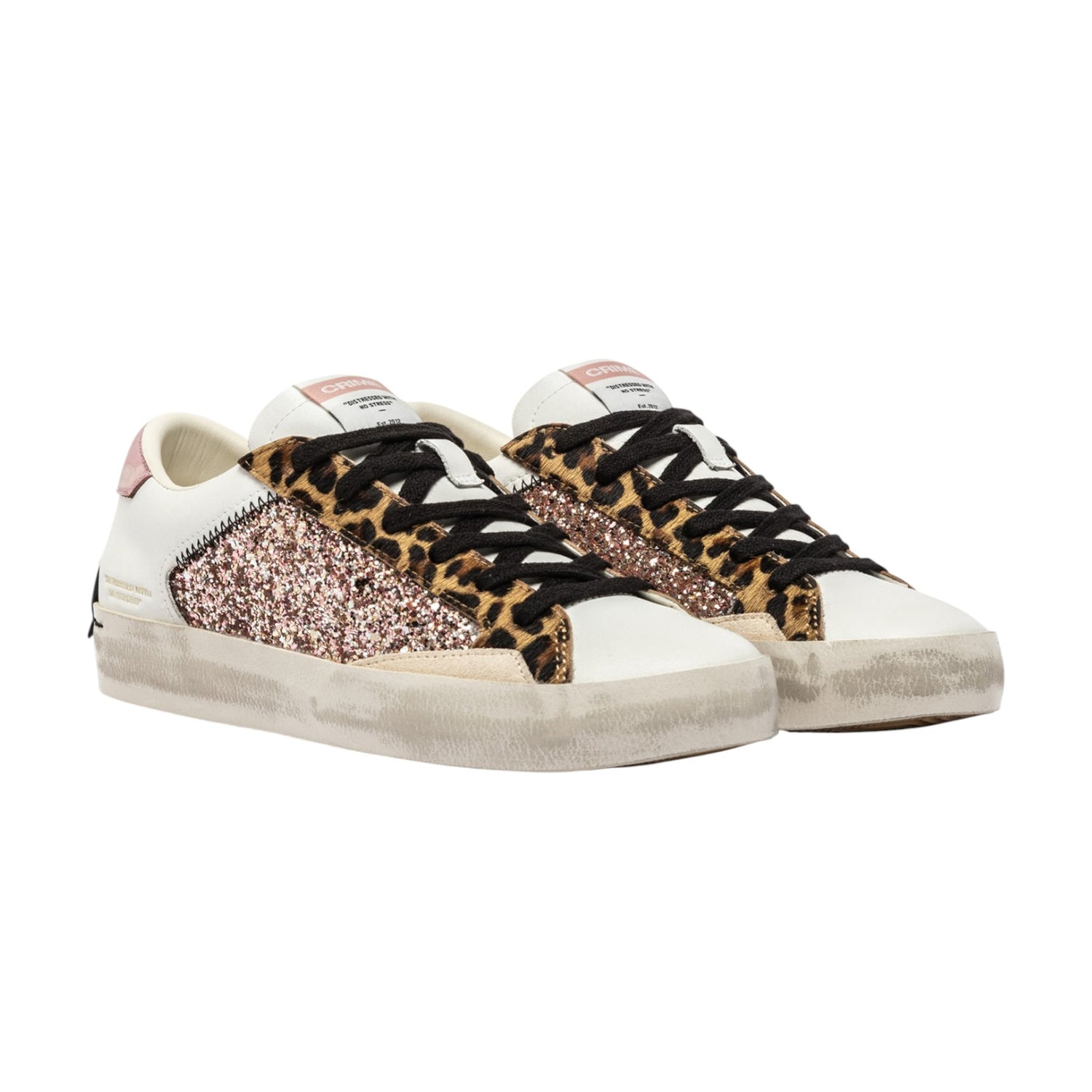 Crime London Sneakers Donna Rosa Leopardato Distressed Wild Safari