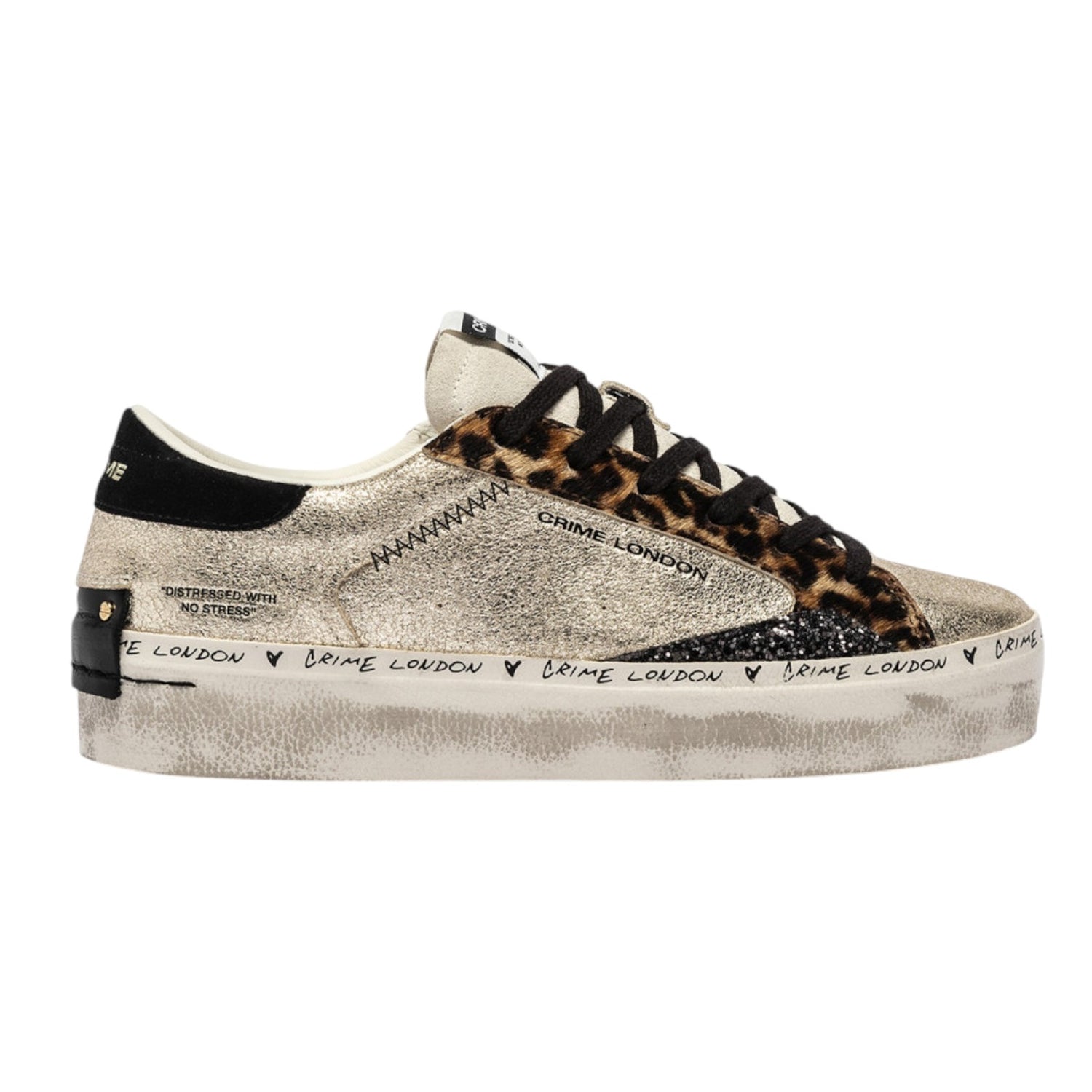 Crime London Sneakers Donna Platino Leopardato Distressed Platform Sweet Like Honey