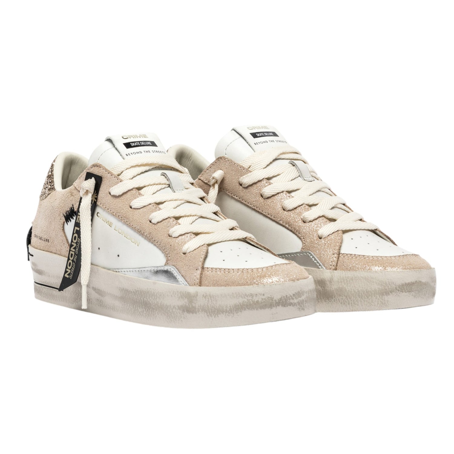 Crime London Sneakers Donna Bianco Sabbia Sk8 Deluxe Wedge Champagne Dust