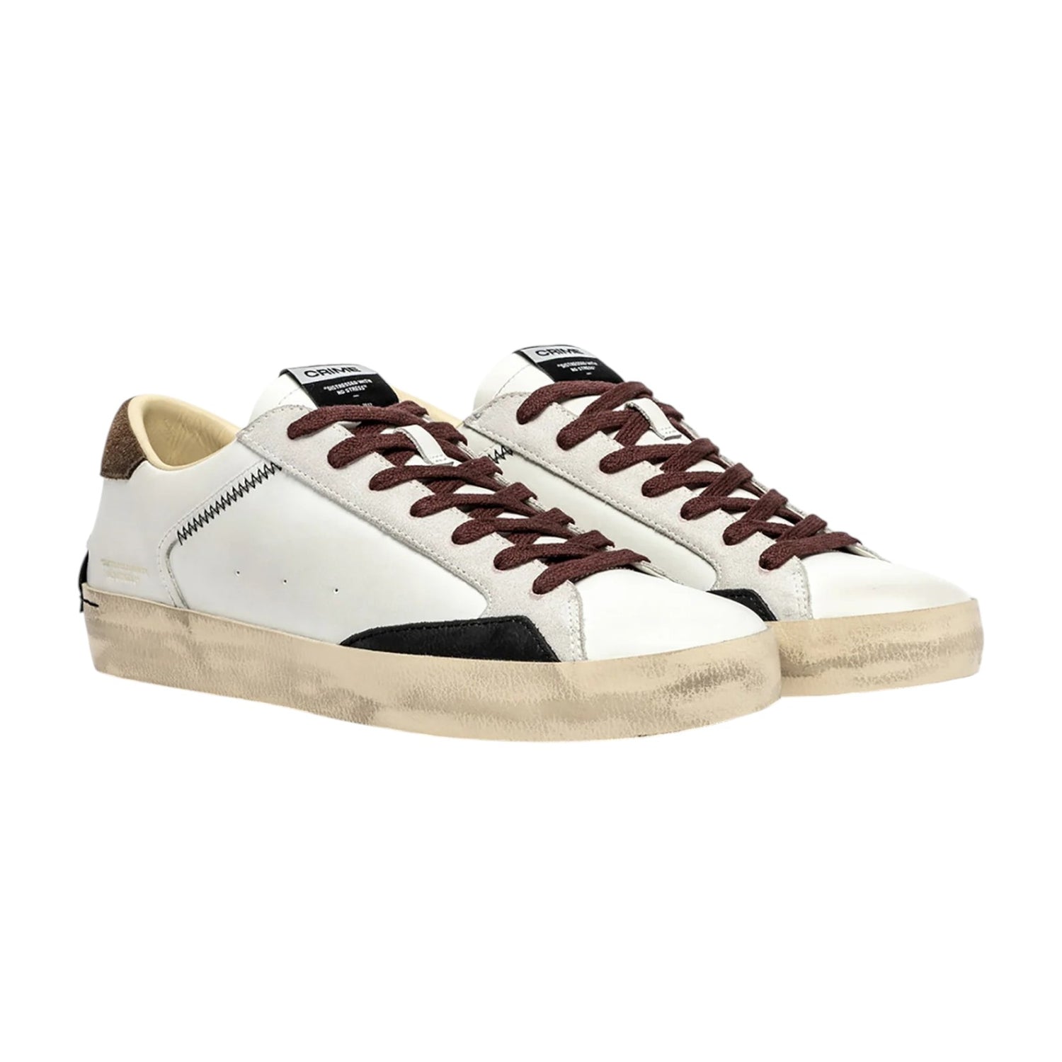 Crime London Sneakers Uomo Bianco Beige Distressed