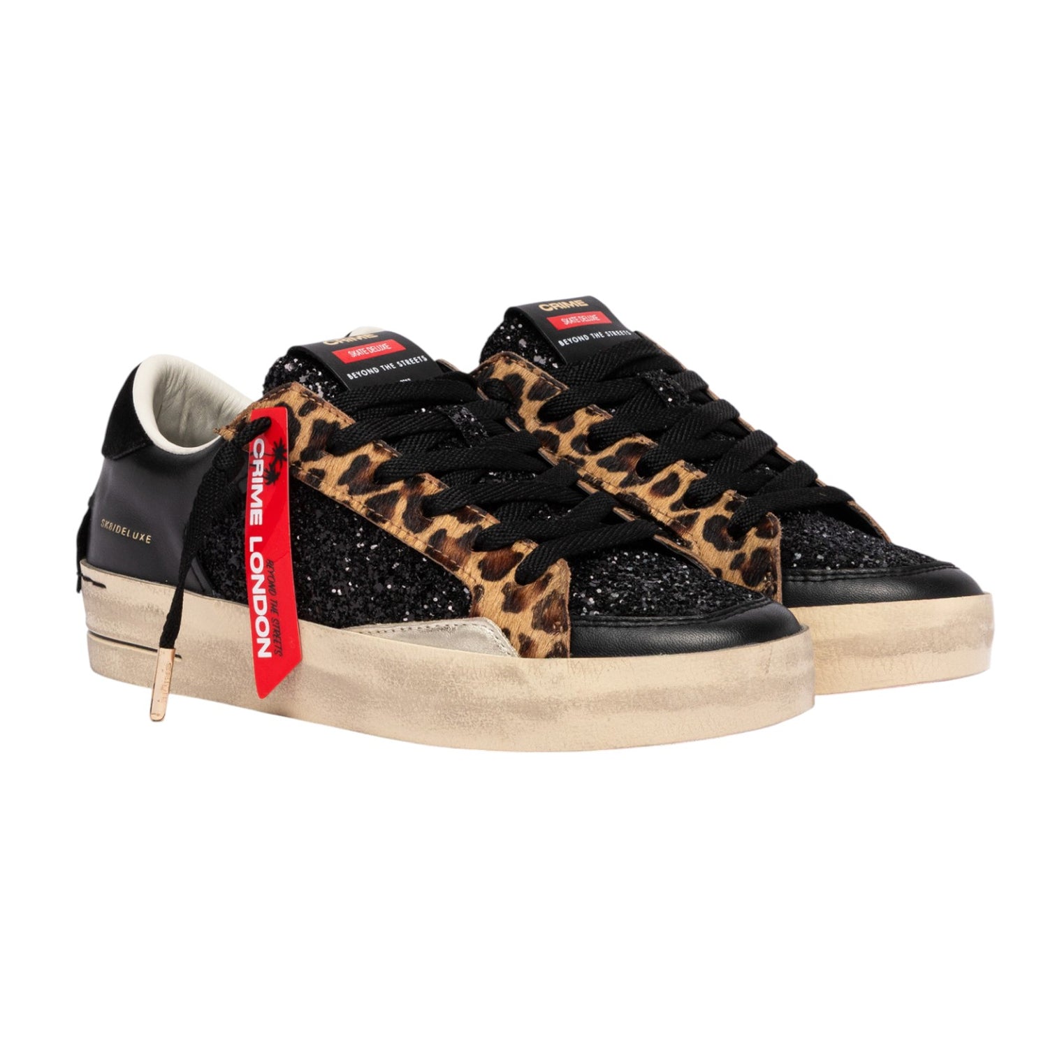 Crime London Sneakers Donna Nera Sk8 Deluxe Black Cheetah