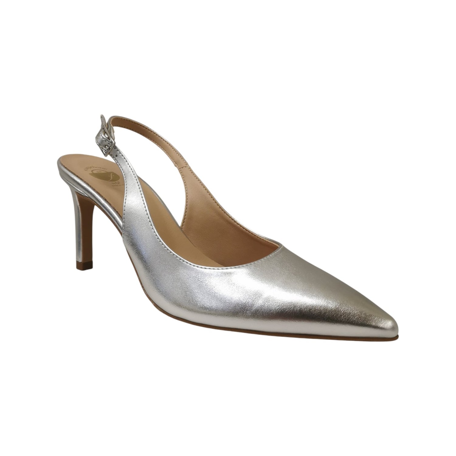 Scarpeborseonline Chanelle Donna in Ecopelle Laminata Argento con Tacco a Stiletto Alto 85mm Numero - 42