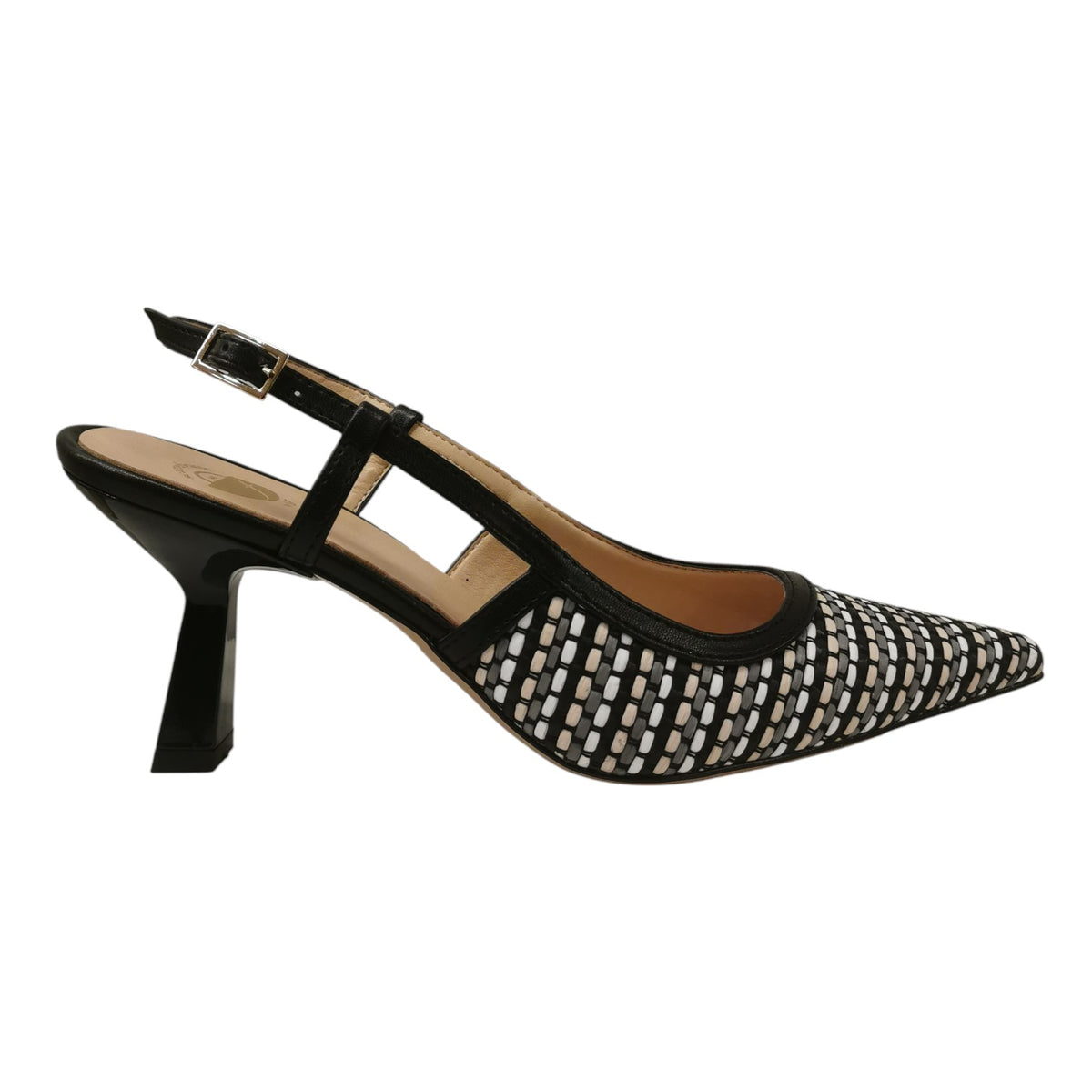 Scarpeborseonline Chanelle Donna in Raffia Nero Multi con Tacco a Rocchetto Alto 80mm