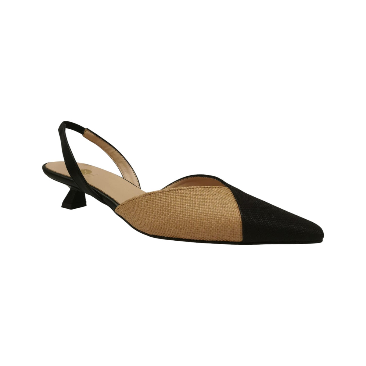 Scarpeborseonline Chanelle Donna in Tessuto Nero Beige con Tacco Alto 40mm