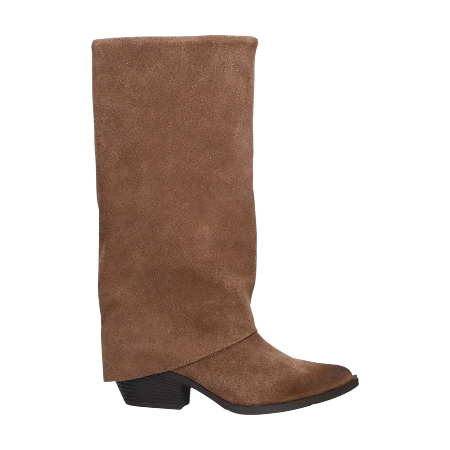 Ikaros Camperos Donna in Camoscio Tortora con Risvolto e Tacco Alto 50mm