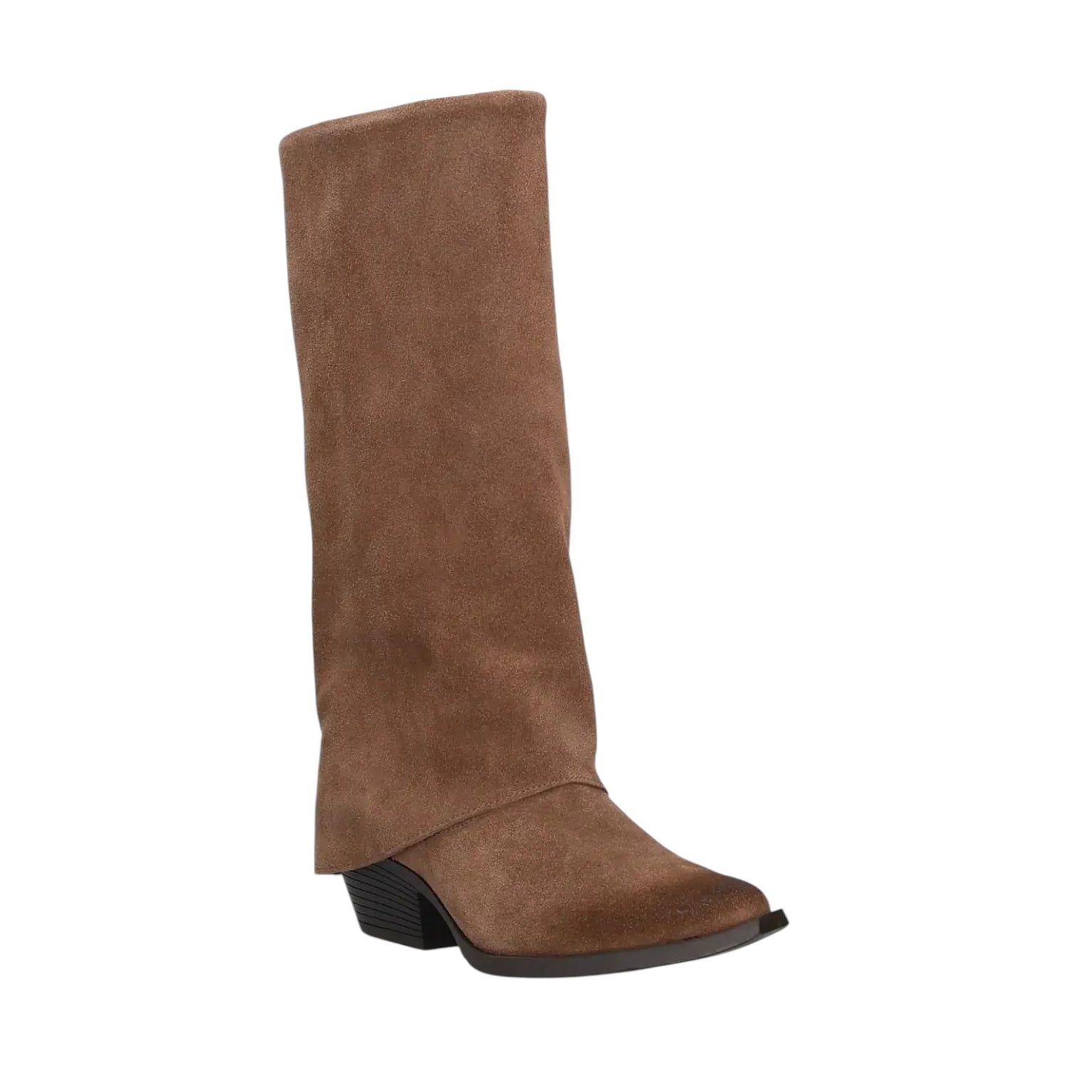 Ikaros Camperos Donna in Camoscio Tortora con Risvolto e Tacco Alto 50mm