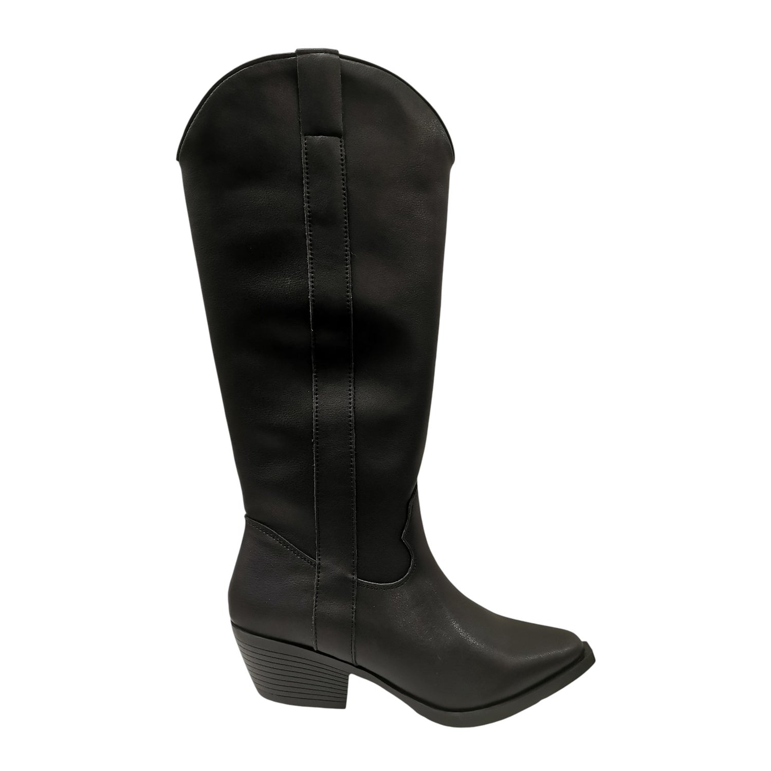 Ikaros Camperos a Punta Donna in Pelle Nera con Tacco Largo 50mm