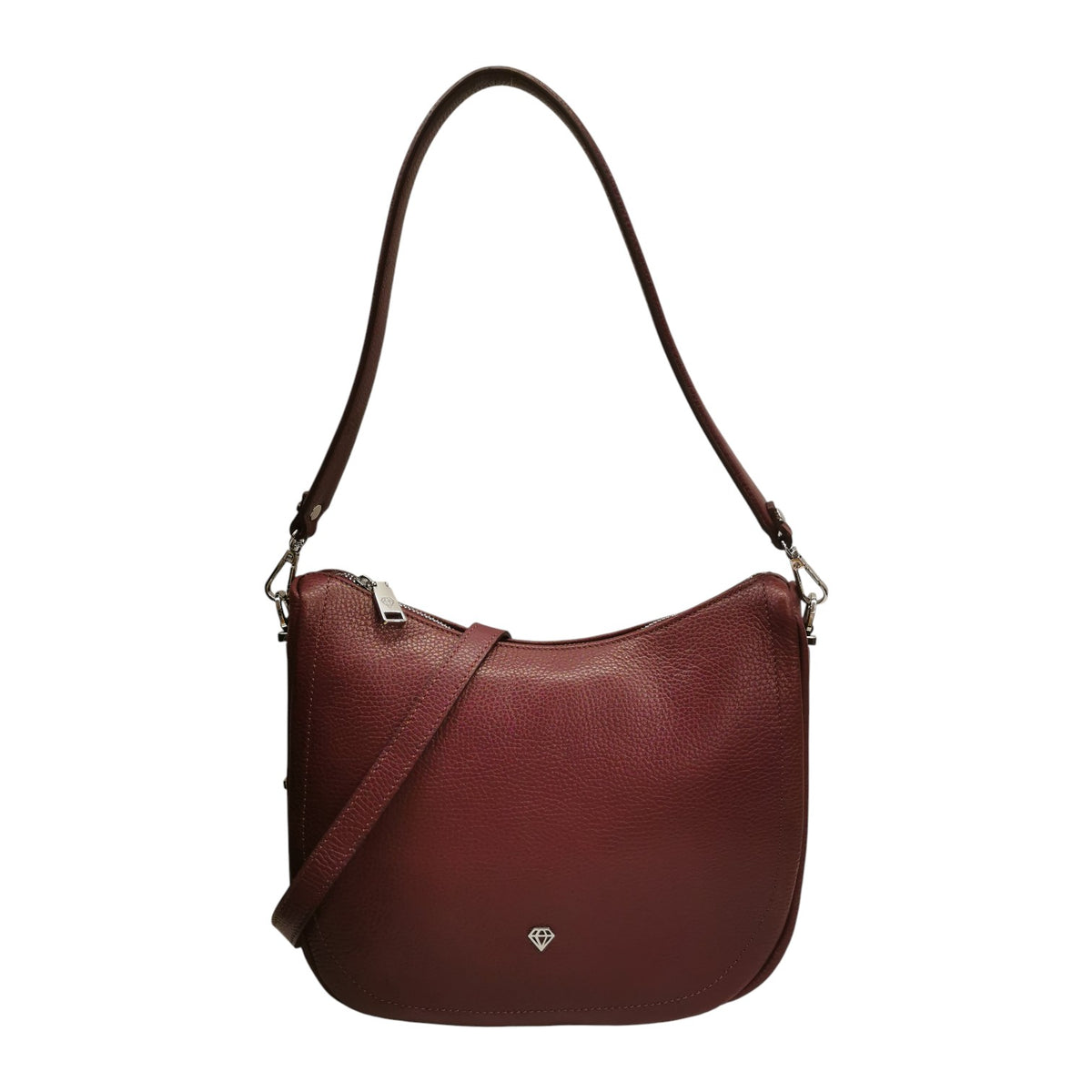 Caleidos Borsa a Spalla Donna in Pelle Bordeaux con Tracolla