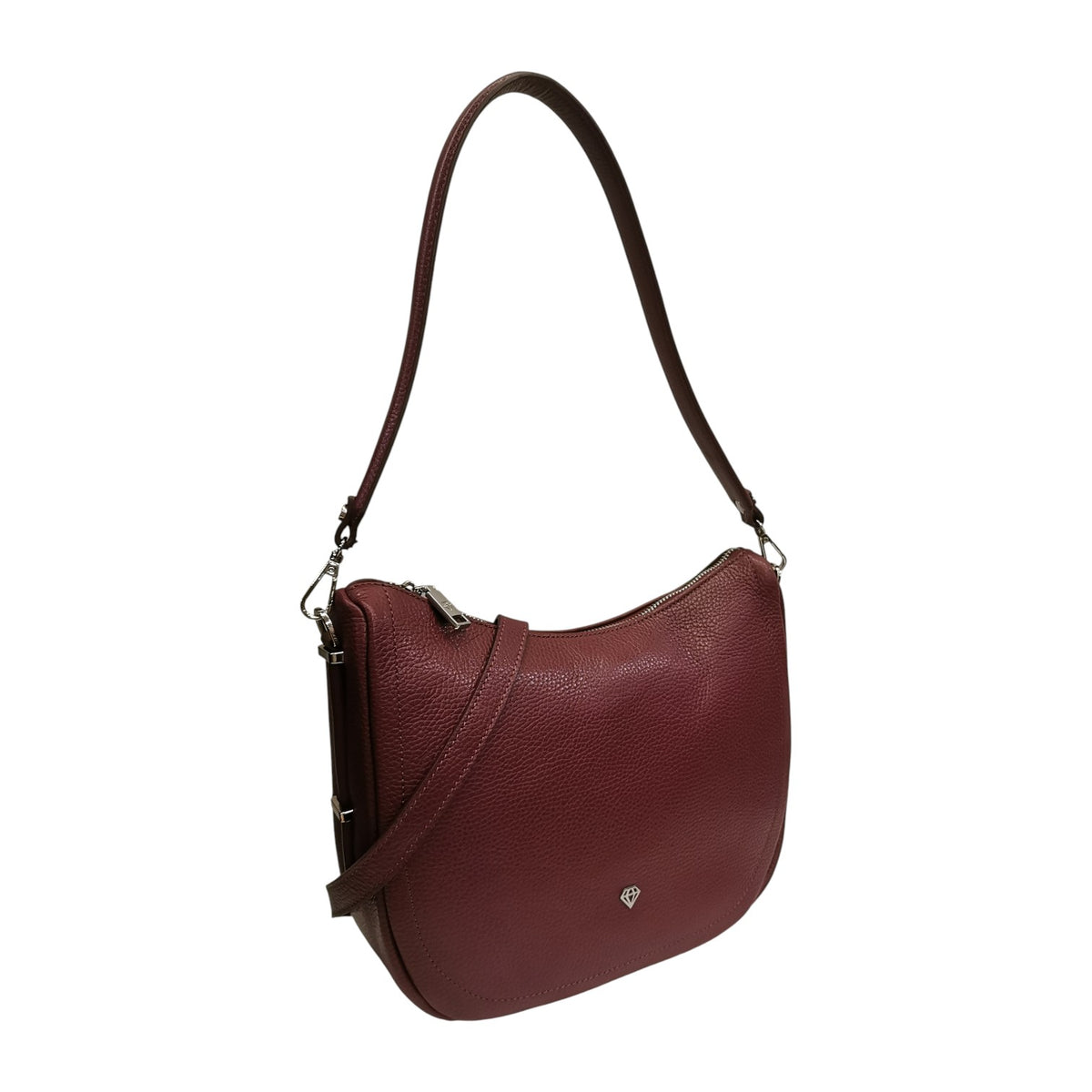 Caleidos Borsa a Spalla Donna in Pelle Bordeaux con Tracolla