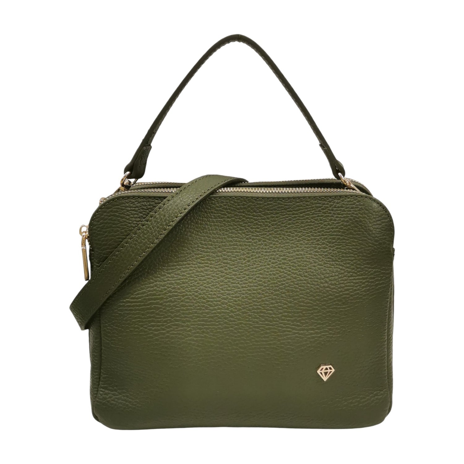 Caleidos Borsa a Mano Donna in Pelle Foresta con Tracolla e Triplo Scomparto