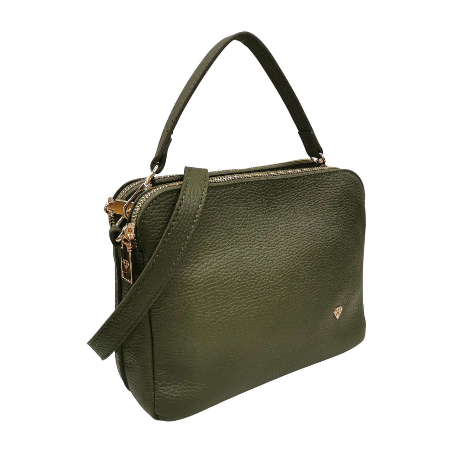 Caleidos Borsa a Mano Donna in Pelle Foresta con Tracolla e Triplo Scomparto