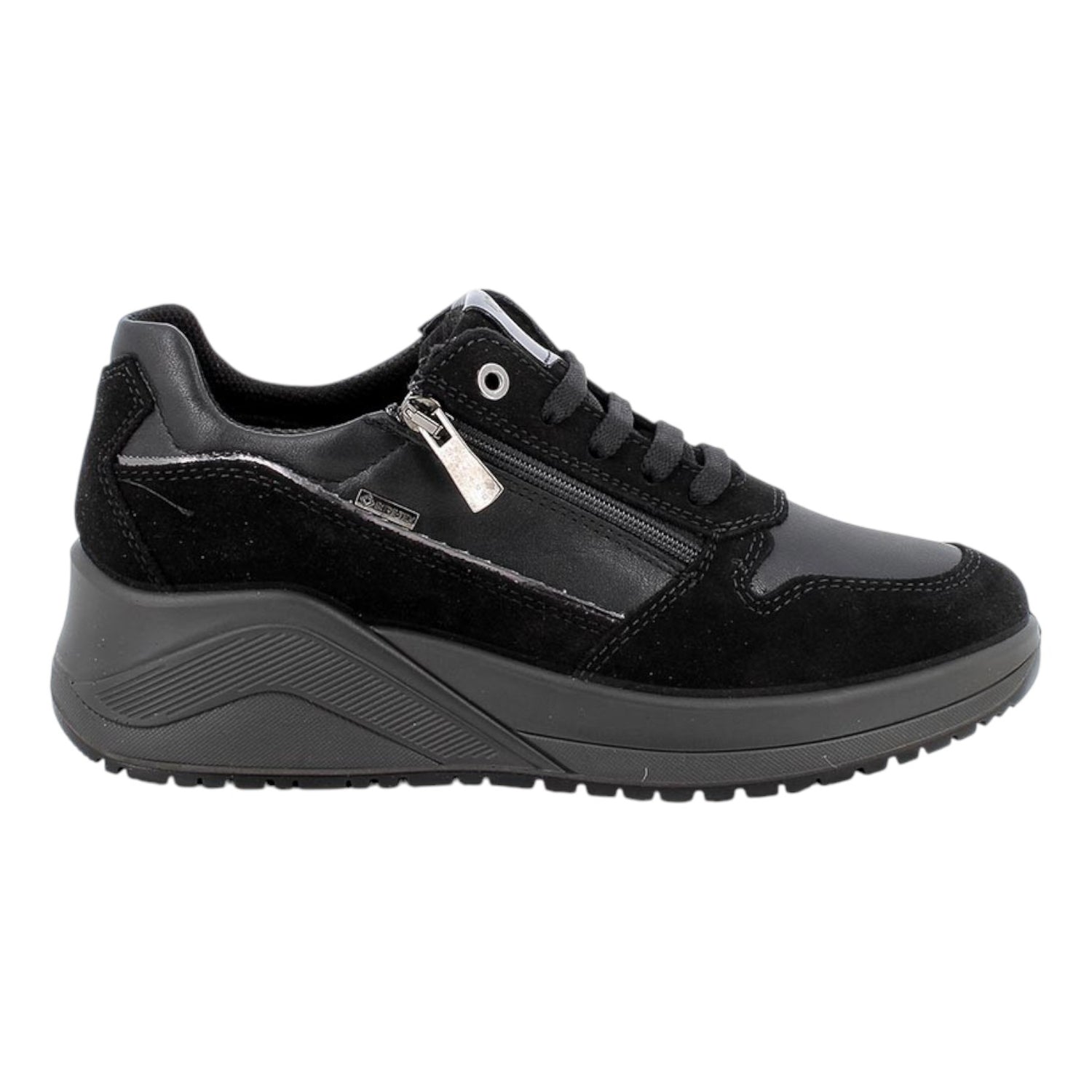 Igi&Co Sneakers Donna in Pelle e Camoscio Nera Gore-Tex con Lacci e Zip