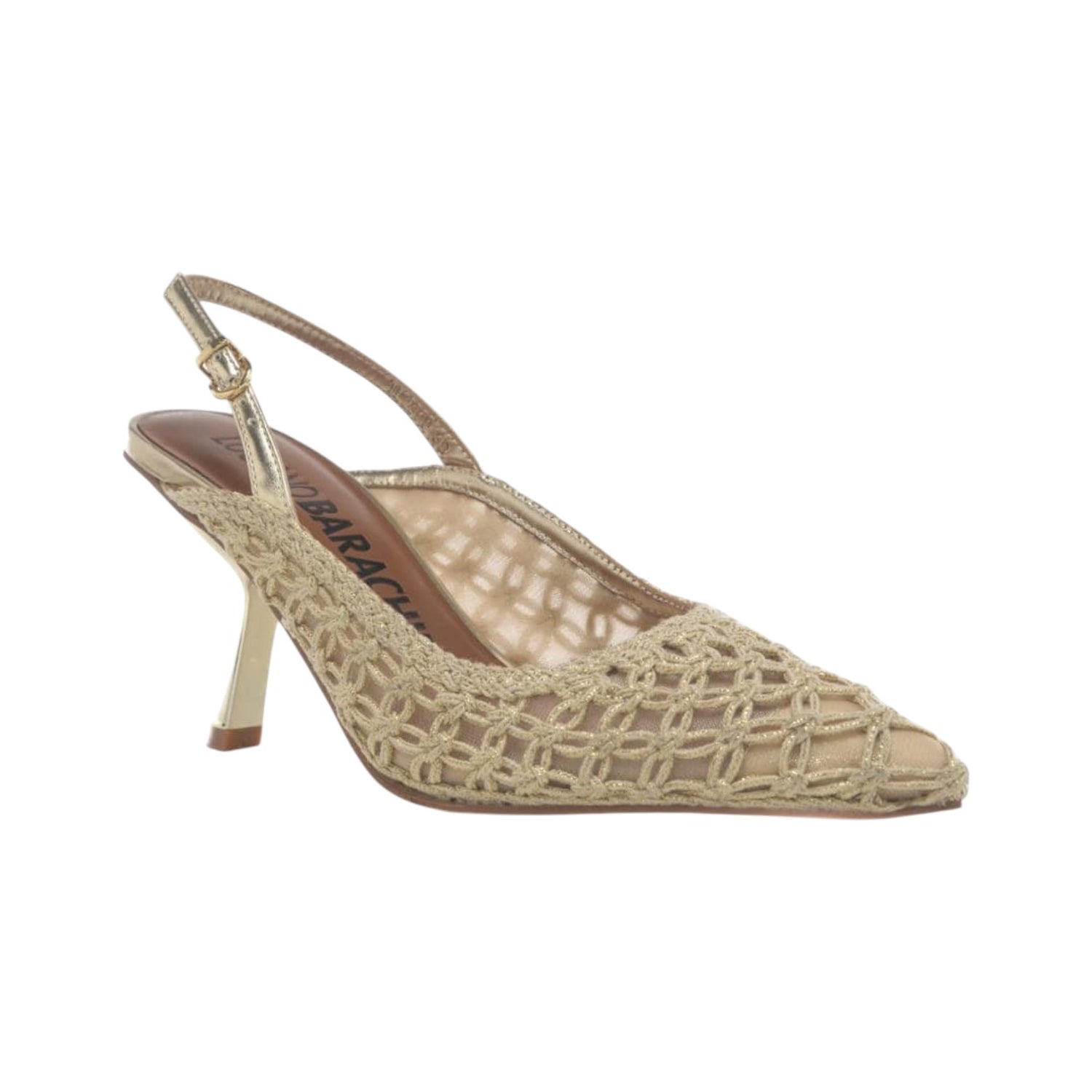 Luciano Barachini Chanelle Donna in Tessuto Intrecciato Platino con Tacco Laminato Alto 90mm