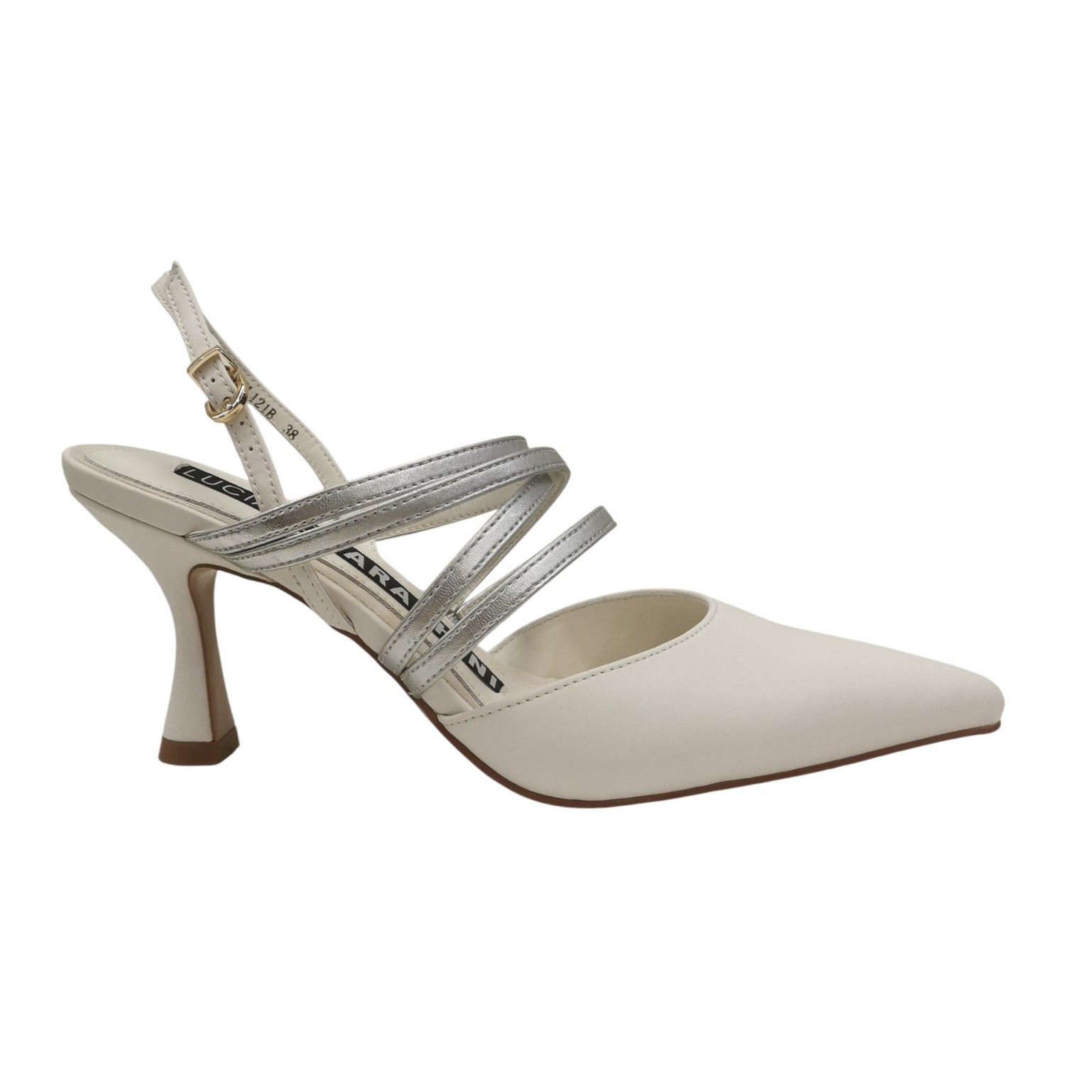 Luciano Barachini Chanelle Donna in Pelle Bianca Argento con Tacco Alto 80mm