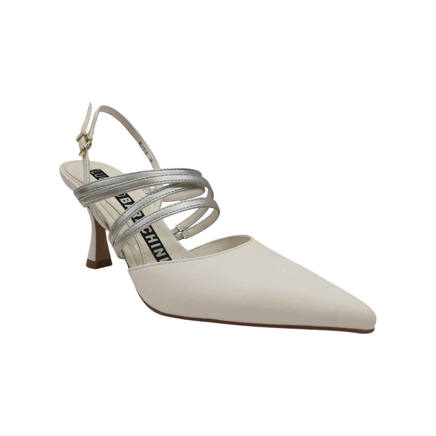 Luciano Barachini Chanelle Donna in Pelle Bianca Argento con Tacco Alto 80mm