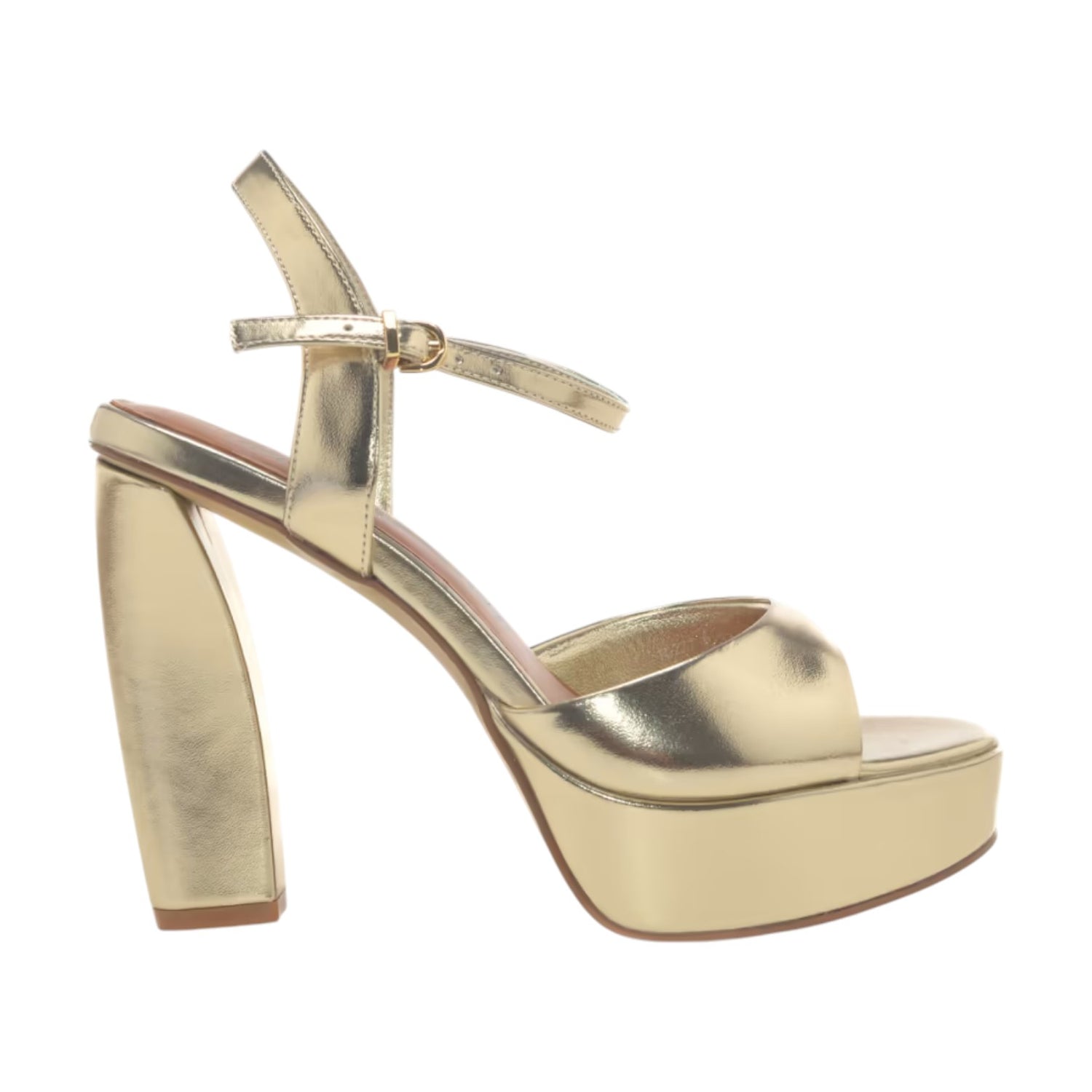 Luciano Barachini Sandalo Donna in Pelle Platino con Plateau e Tacco Largo Alto 130mm