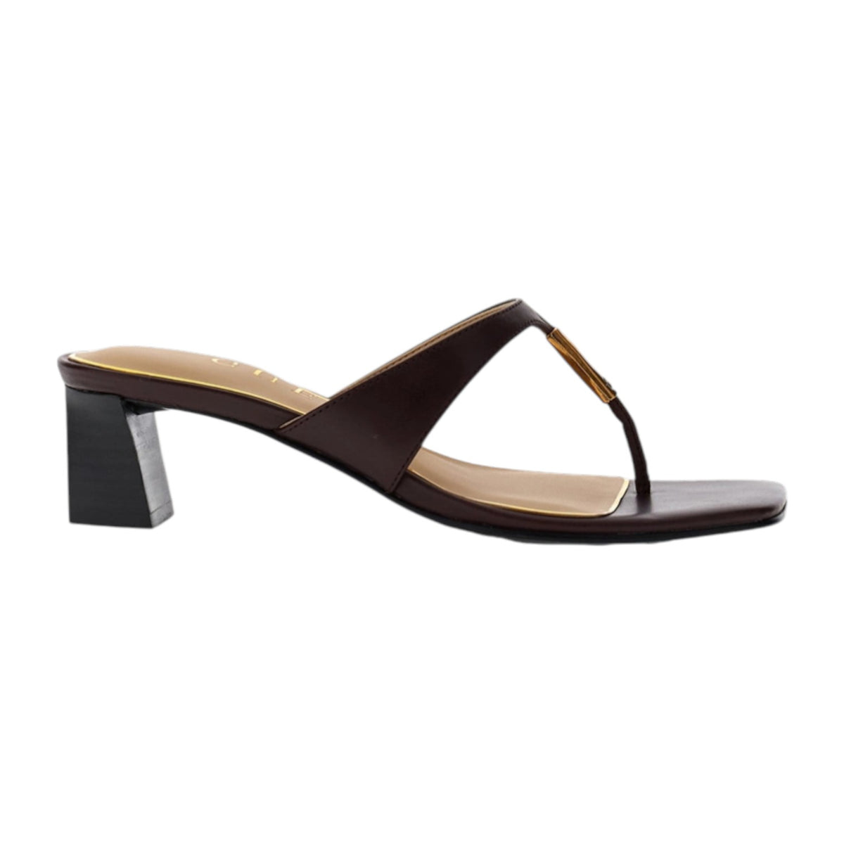 Guess Infradito Donna in Pelle Bordeaux con Tacco Largo Alto 50mm