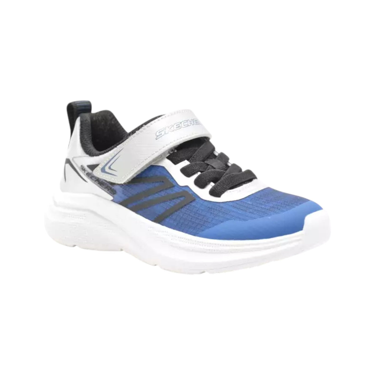 Skechers Sneakers Bambino in Tessuto Blu Argento Microspec Velocity