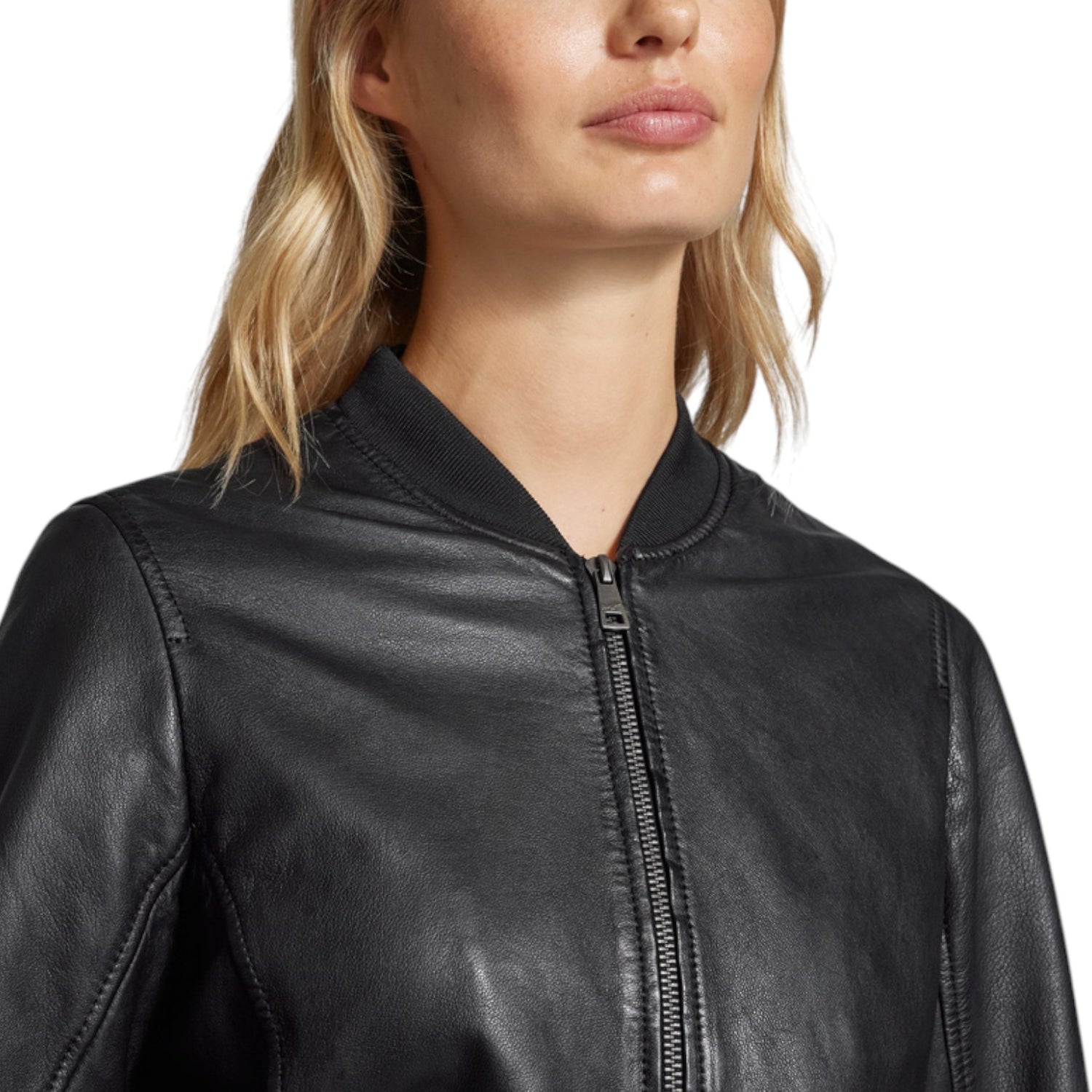 Mauritius Giubbotto Donna in Pelle Nera con Polsini