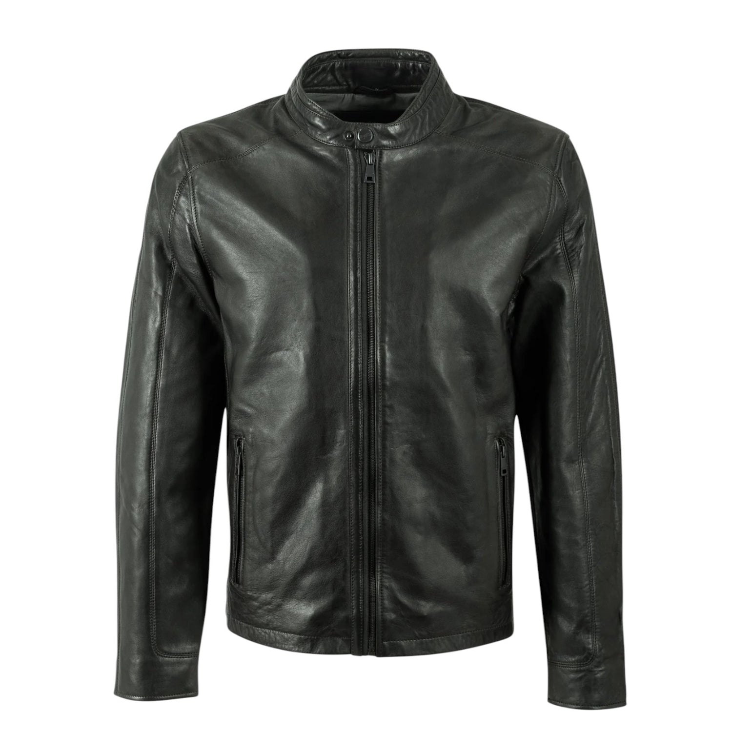 Mauritius Giacca da Motociclista Uomo in Pelle Nera