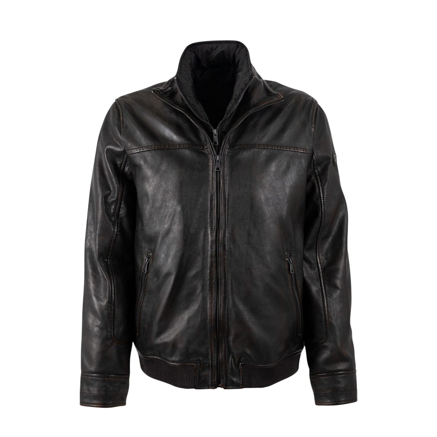 Mauritius Giubbotto Uomo in Pelle Nero Marrone con Gilet Removibile