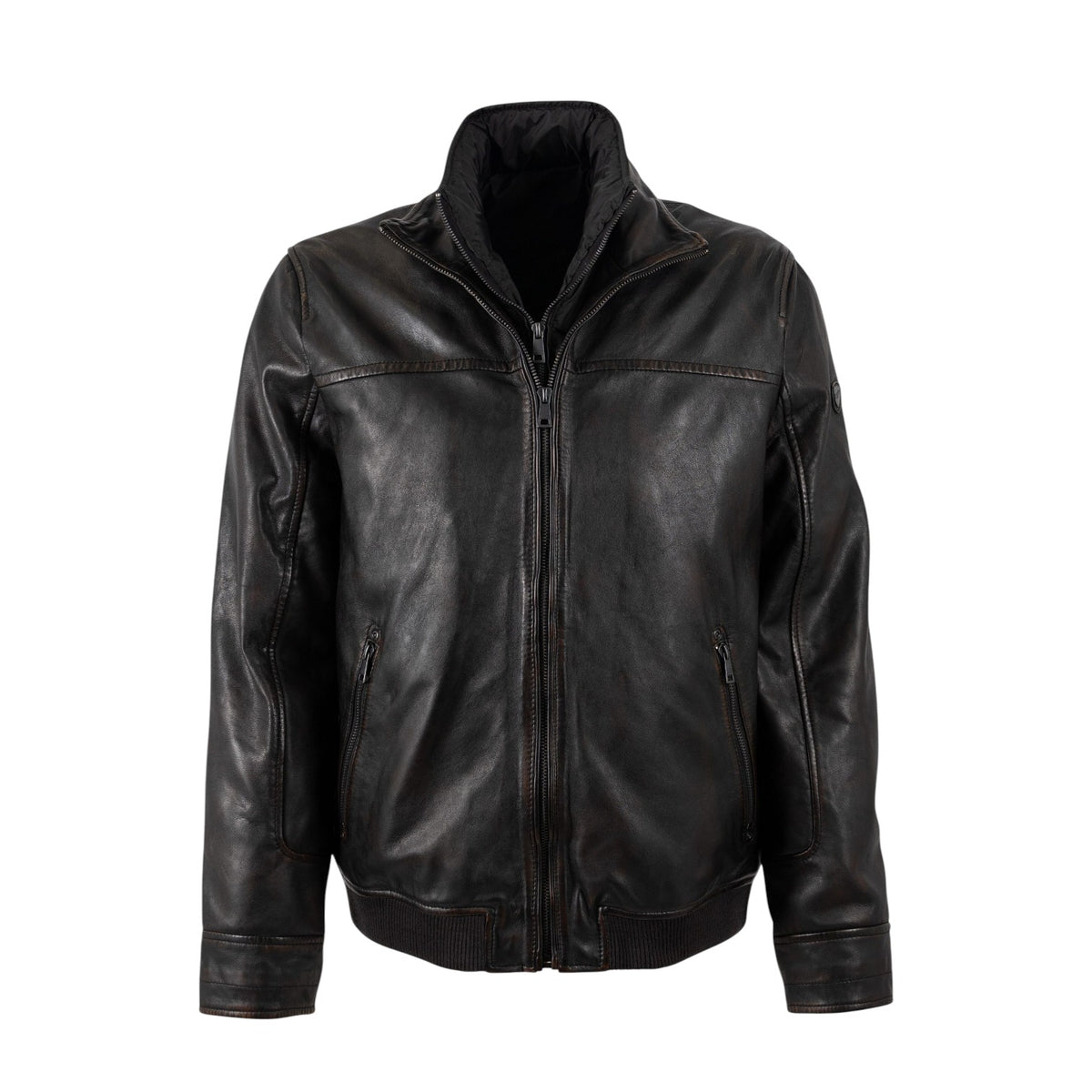 Mauritius Giubbotto Uomo in Pelle Nero Marrone con Gilet Removibile