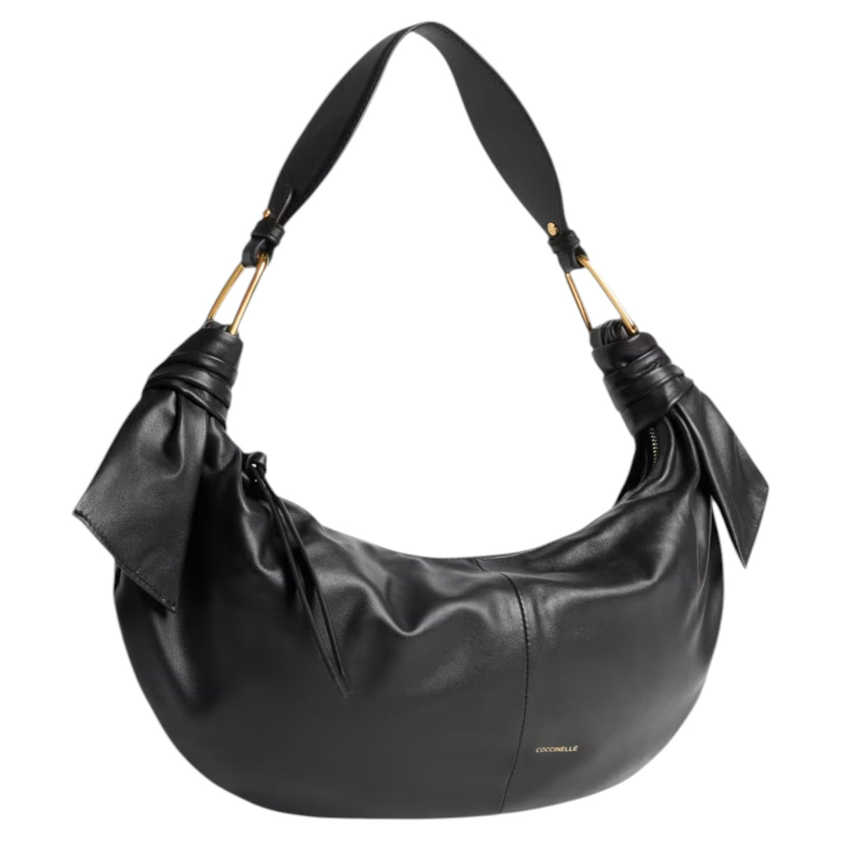 Coccinelle Mezzaluna Media Donna Furoshiki in Pelle Nera