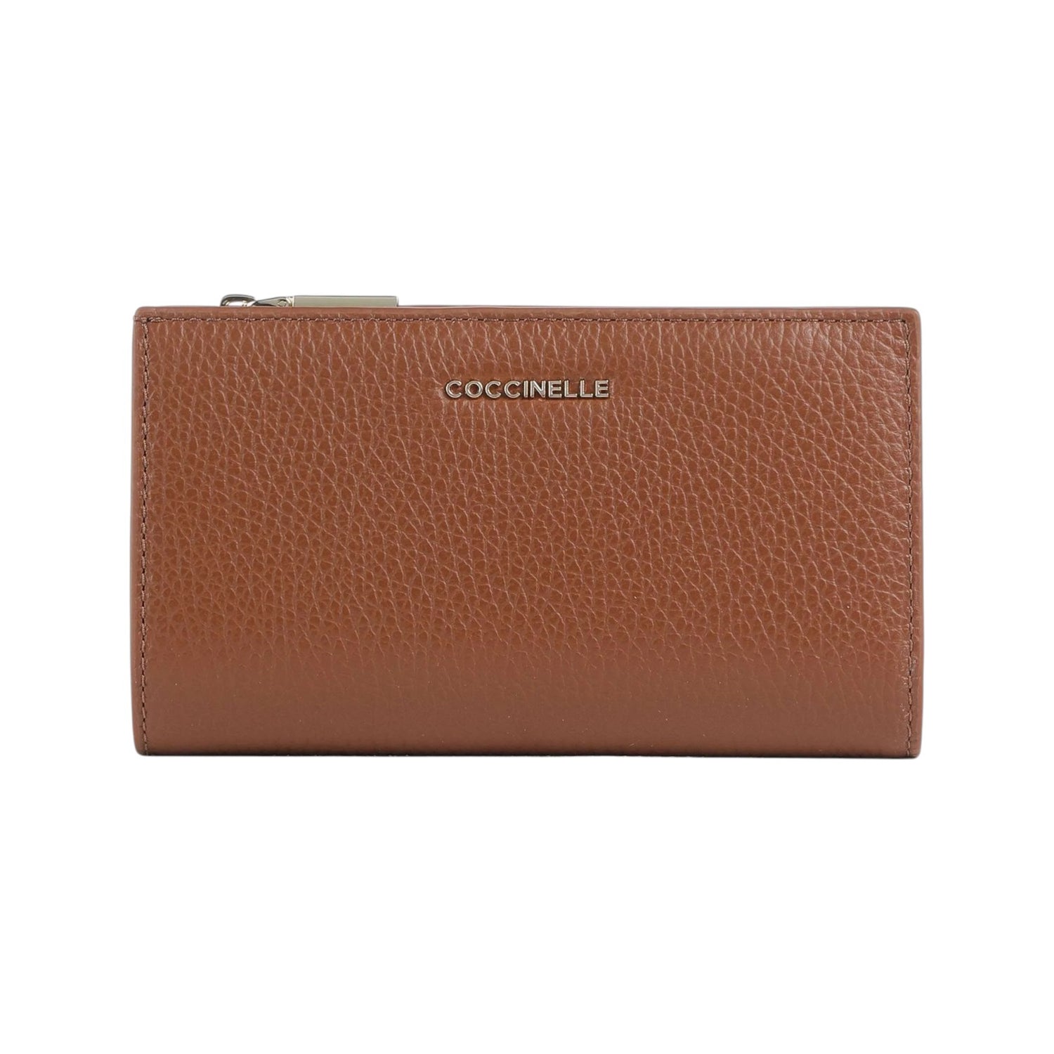 Coccinelle Portafoglio Donna Metallic Soft in Pelle Cognac con Bottone