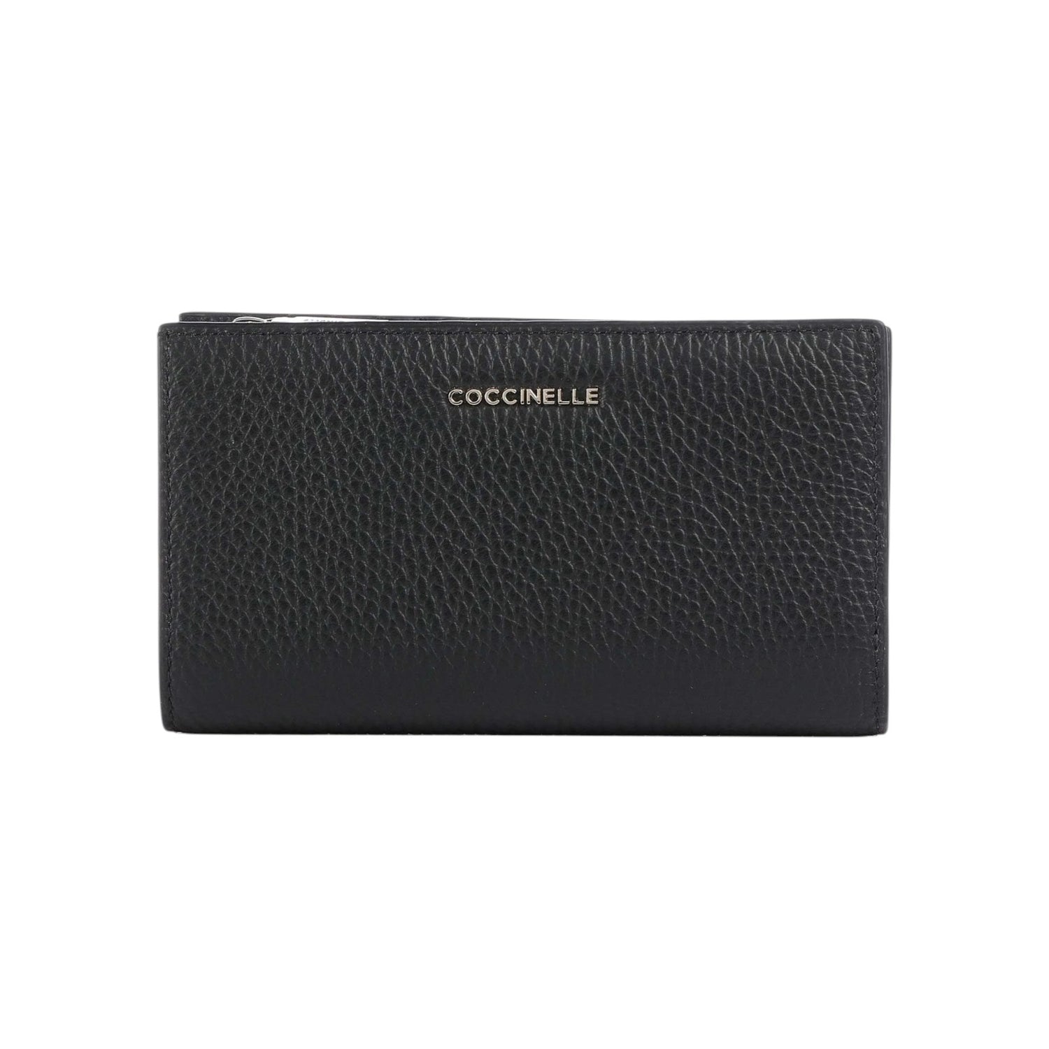 Coccinelle Portafoglio Donna Metallic Soft in Pelle Nero con Bottone