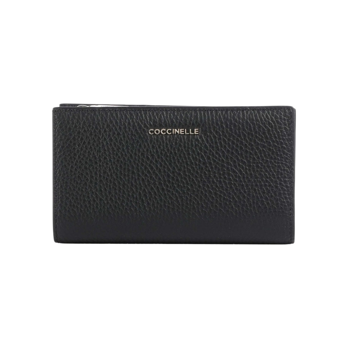 Coccinelle Portafoglio Donna Metallic Soft in Pelle Nero con Bottone