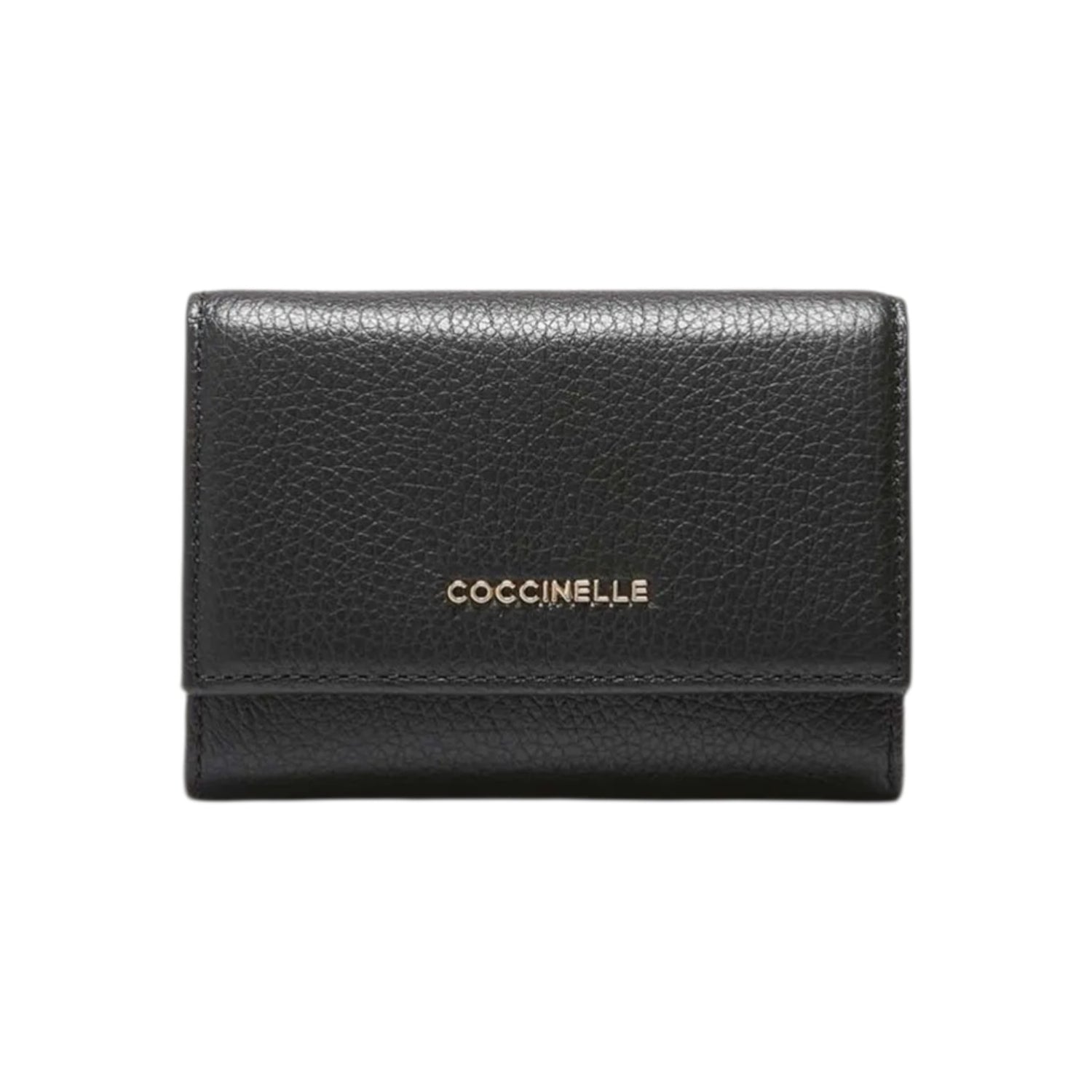 Coccinelle Portafoglio Donna Metallic in Pelle Martellata Nera